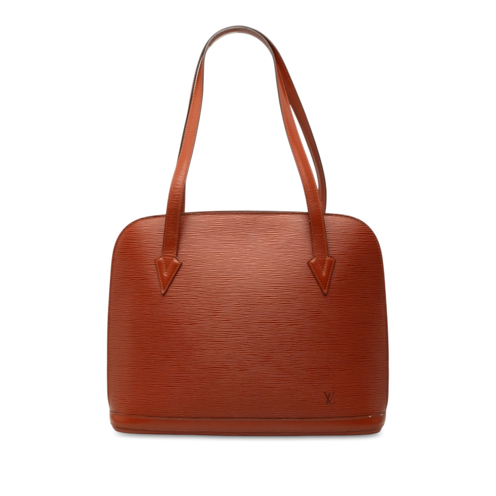 Louis Vuitton Epi Lussac Brown Leather Shoulder Bag: Louis Vuitton Epi Lussac Brown Leather Shoulder Bag Louis Vuitton Epi Lussac shoulder bag crafted in brown Epi leather with flat leather straps, a top zip closure, and an interior with zip and slip po