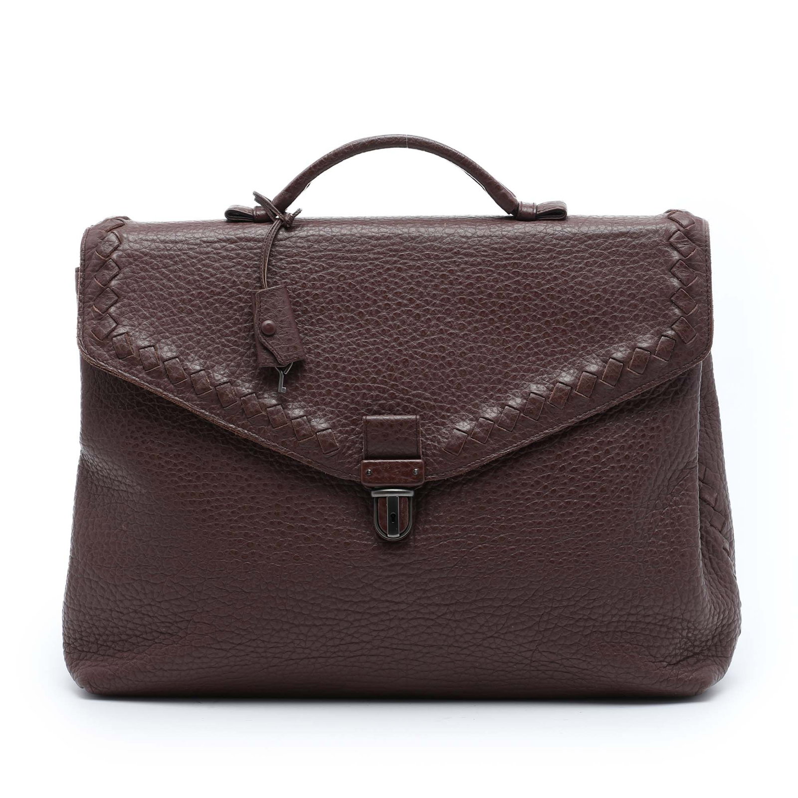 Bottega Veneta Intrecciato Leather Briefcase Red Flap Top Handle (1 of 7)