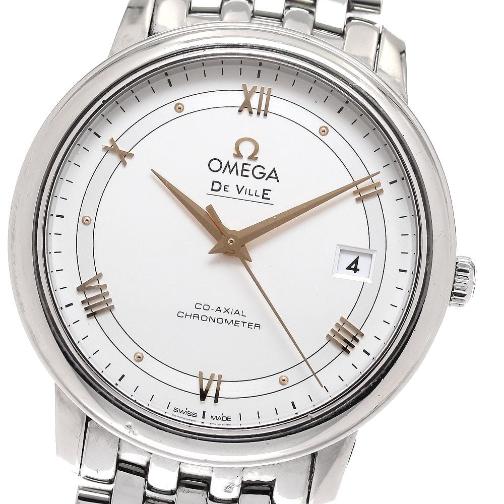 OMEGA De Ville Prestige 424.10.37.20.02.002 mens automatic steel watch: OMEGA De Ville Prestige 424.10.37.20.02.002 mens automatic steel watch OMEGA De Ville Prestige Co-Axial automatic men's wristwatch with a silver dial, stainless steel case, and stainless steel bracele