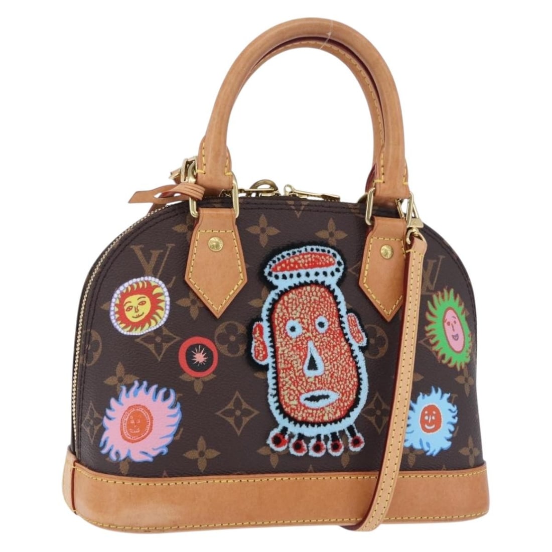 Louis Vuitton M46428 Alma BB Monogram Canvas 2way Hand Bag: Louis Vuitton M46428 Alma BB Monogram Canvas 2way Hand Bag Louis Vuitton Monogram Yayoi Kusama Face Alma BB 2-way handbag crafted in Monogram canvas. This women's bag is made in France and includes a 