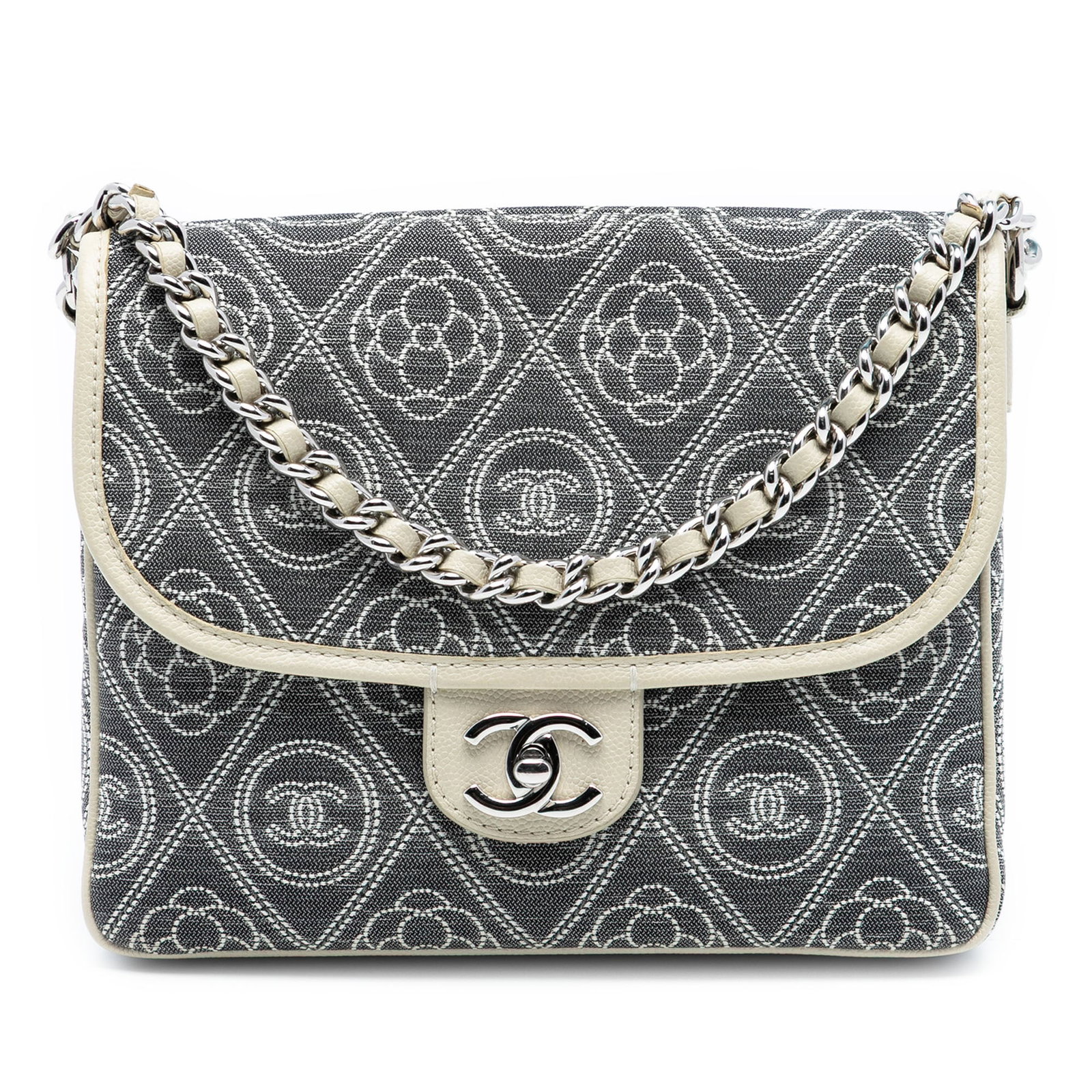 Camellia Canvas Double Flap Satchel with Chain Strap by Chanel (1 of 7)