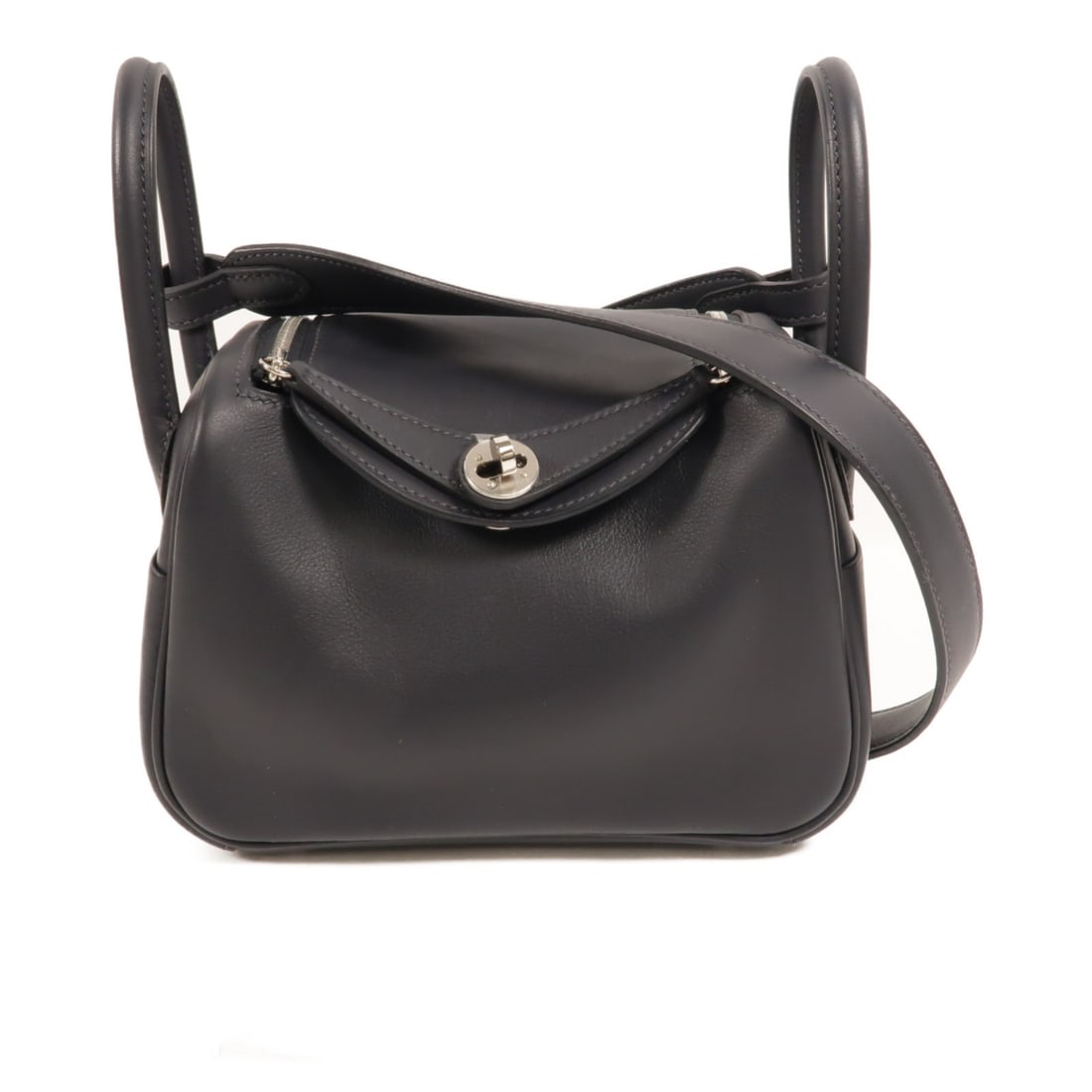 Hermes Mini Lindy Swift Leather 2 Way Shoulder Bag PHW Navy (1 of 14)