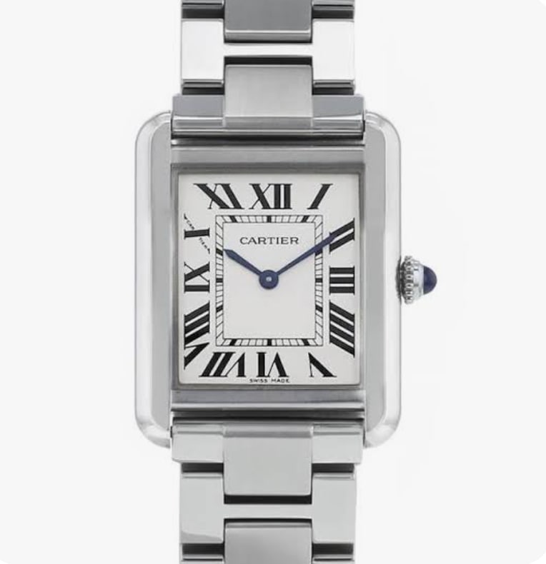 Cartier W5200013 Tank Solo Ladies Watch Silver Roman Dial Steel Bracelet: Cartier W5200013 Tank Solo Ladies Watch Silver Roman Dial Steel Bracelet Cartier Tank Solo wristwatch featuring a silver Roman dial, fixed bezel, and stainless steel bracelet. Includes card dated 2020