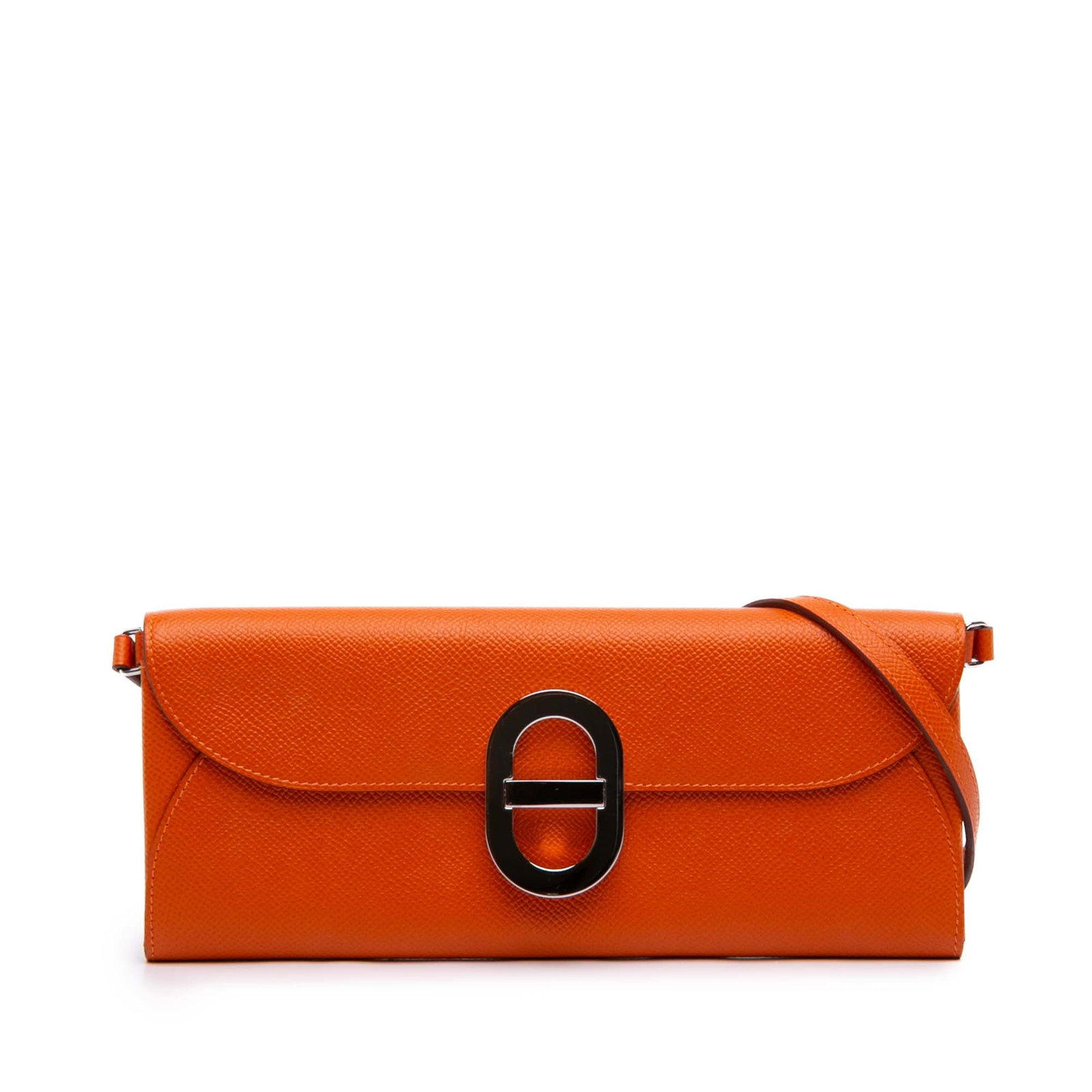 Hermes Maillon To Go Epsom Leather Crossbody Wallet: Hermes Maillon To Go Epsom Leather Crossbody Wallet Hermes Epsom Maillon To Go Wallet in orange leather with a crossbody design, flap snap closure, and interior slip pockets. Includes dust bag and box