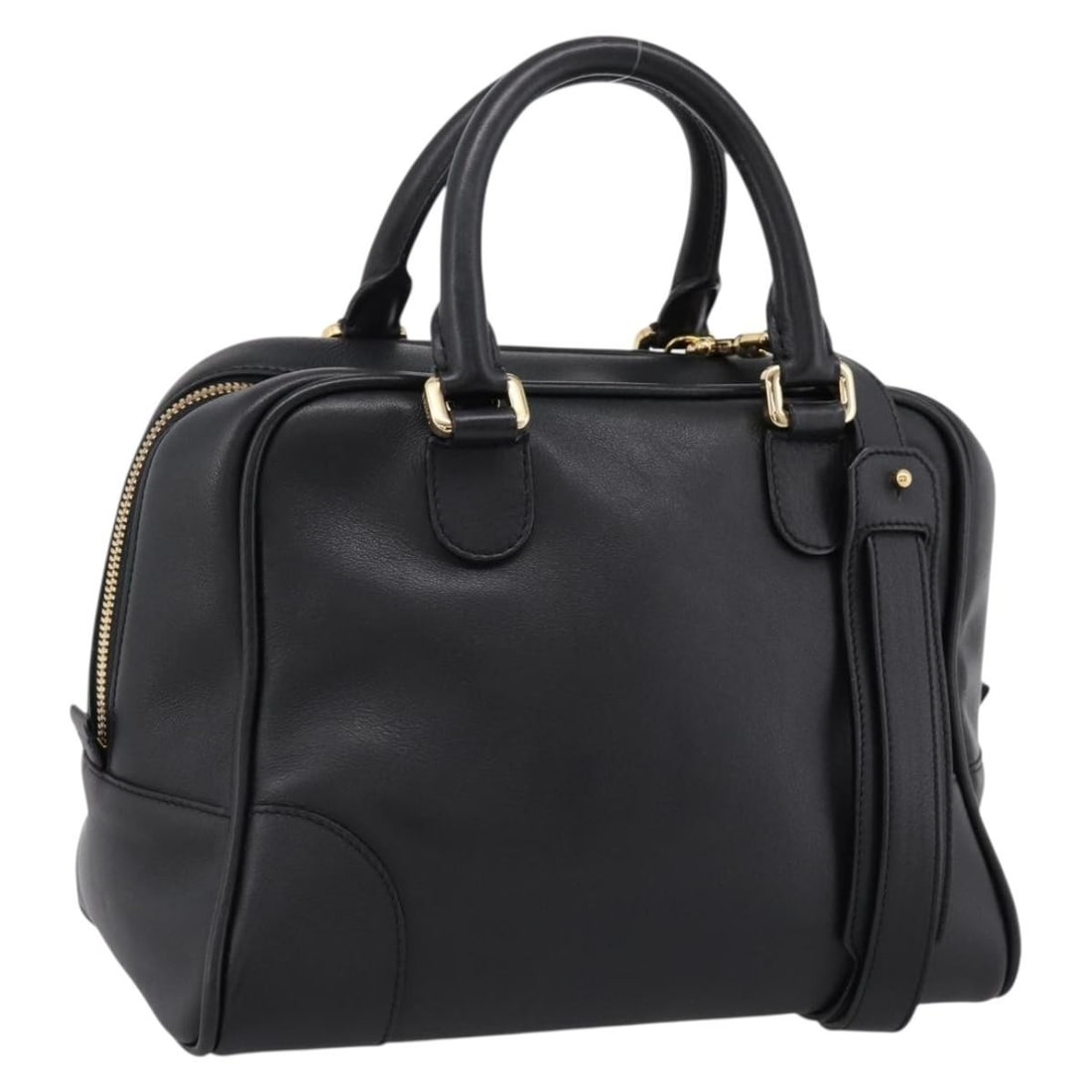 LOEWE Amazona 75 Leather 2way Handbag Black with Strap (1 of 18)
