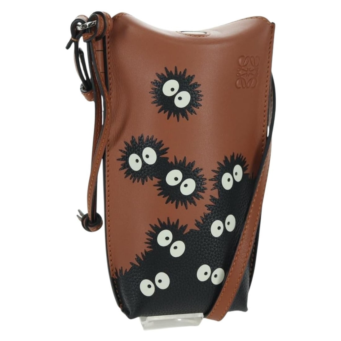 LOEWE Gate Pocket Shoulder Bag Ghibli Collaboration Brown Silver Leather (1 of 18)
