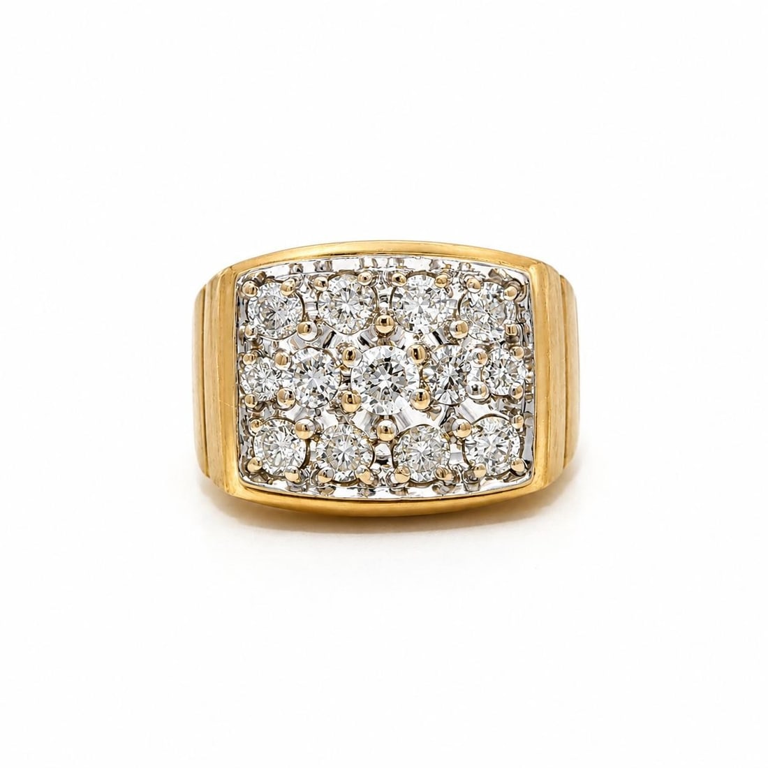 Mens 14k Yellow Gold Diamond Cocktail Ring 1.75ctw Size 11.5 (1 of 13)