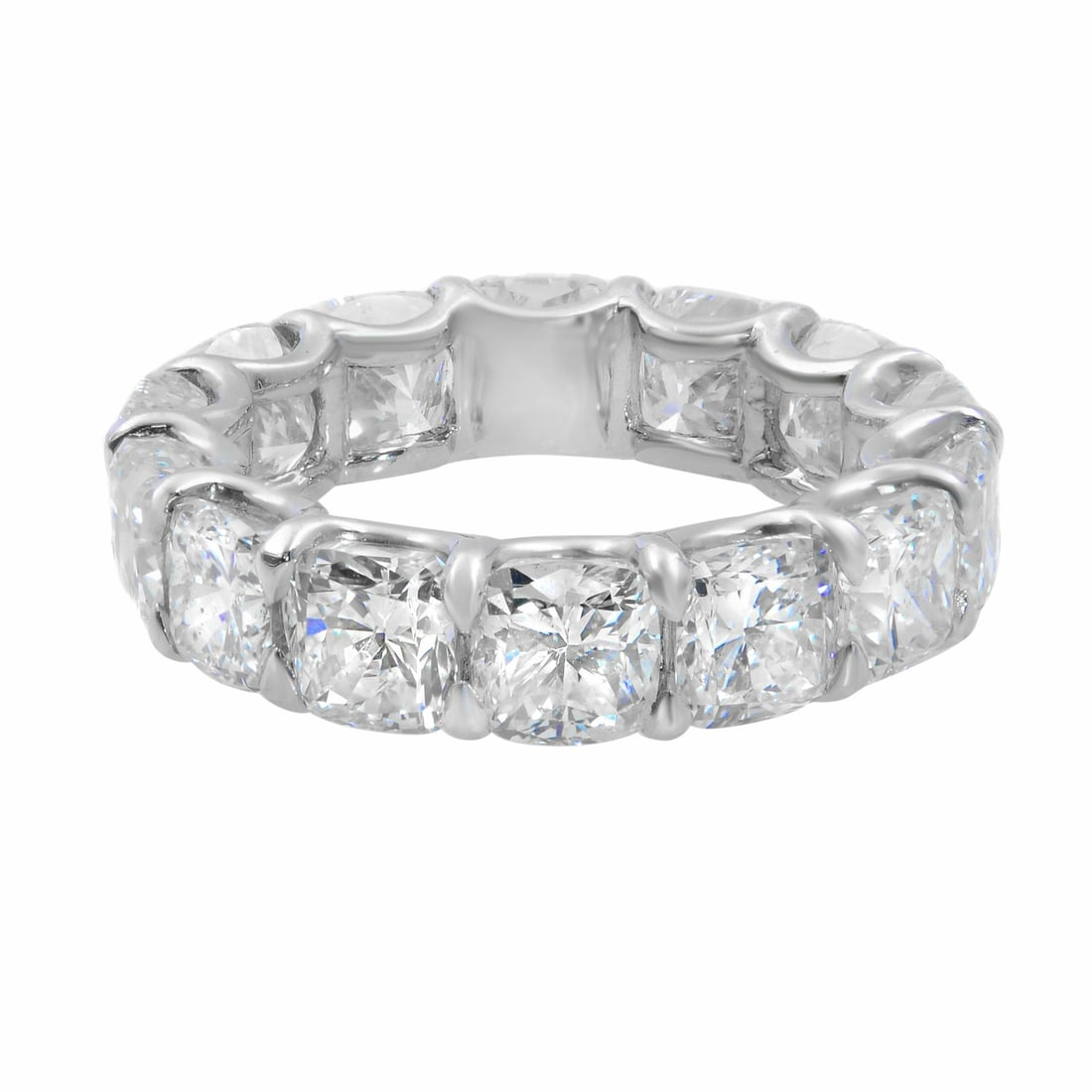 Rachel Koen Platinum Eternity Band Ring 8.34cttw 14 Cushion Diamonds Size 6 (1 of 7)
