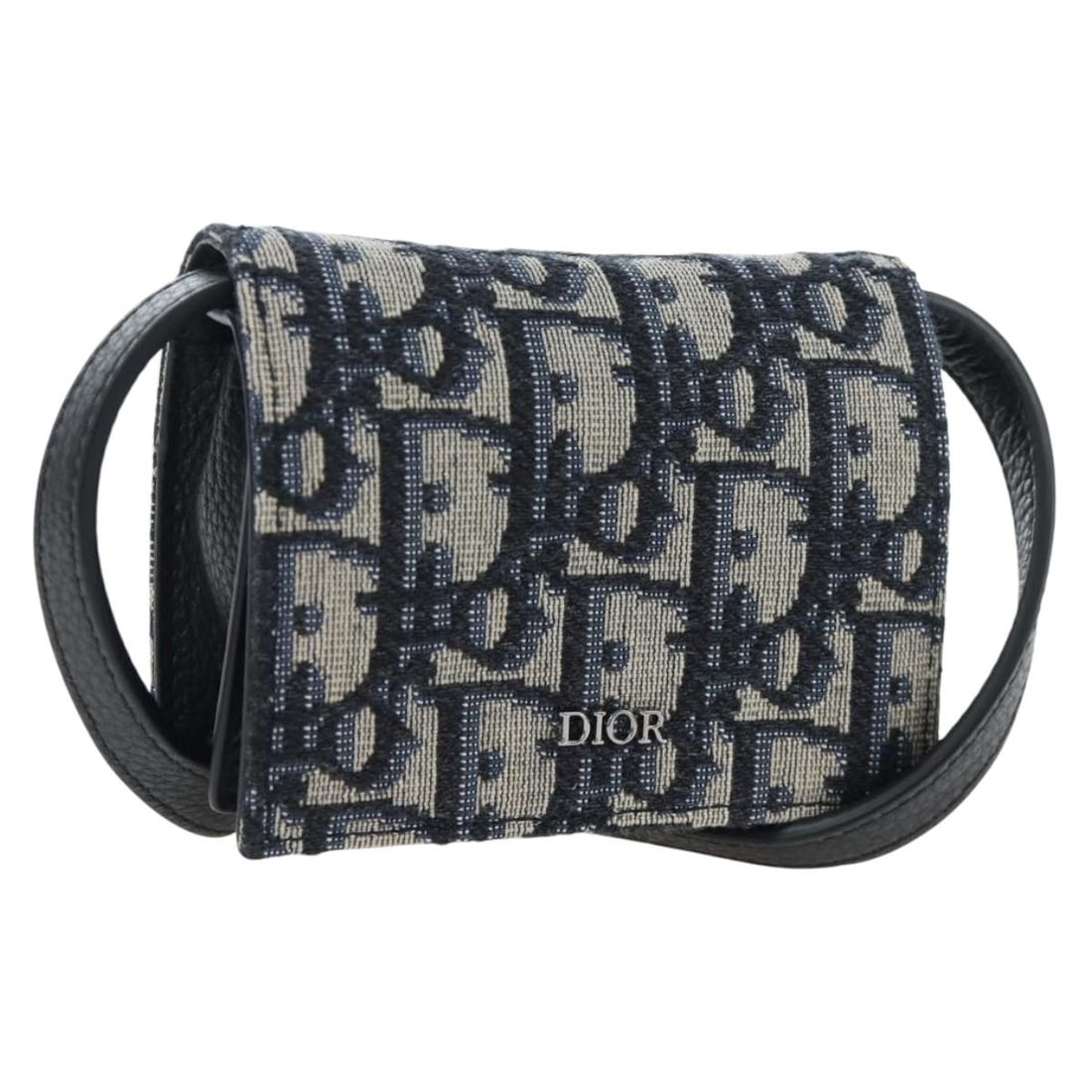 Christian Dior Trotter Canvas Mini Shoulder Bag Navy Silver: Christian Dior Trotter Canvas Mini Shoulder Bag Navy Silver Authentic Christian Dior shoulder pouch in navy and silver Trotter canvas. This compact women's bag is made in Italy and includes the dust b