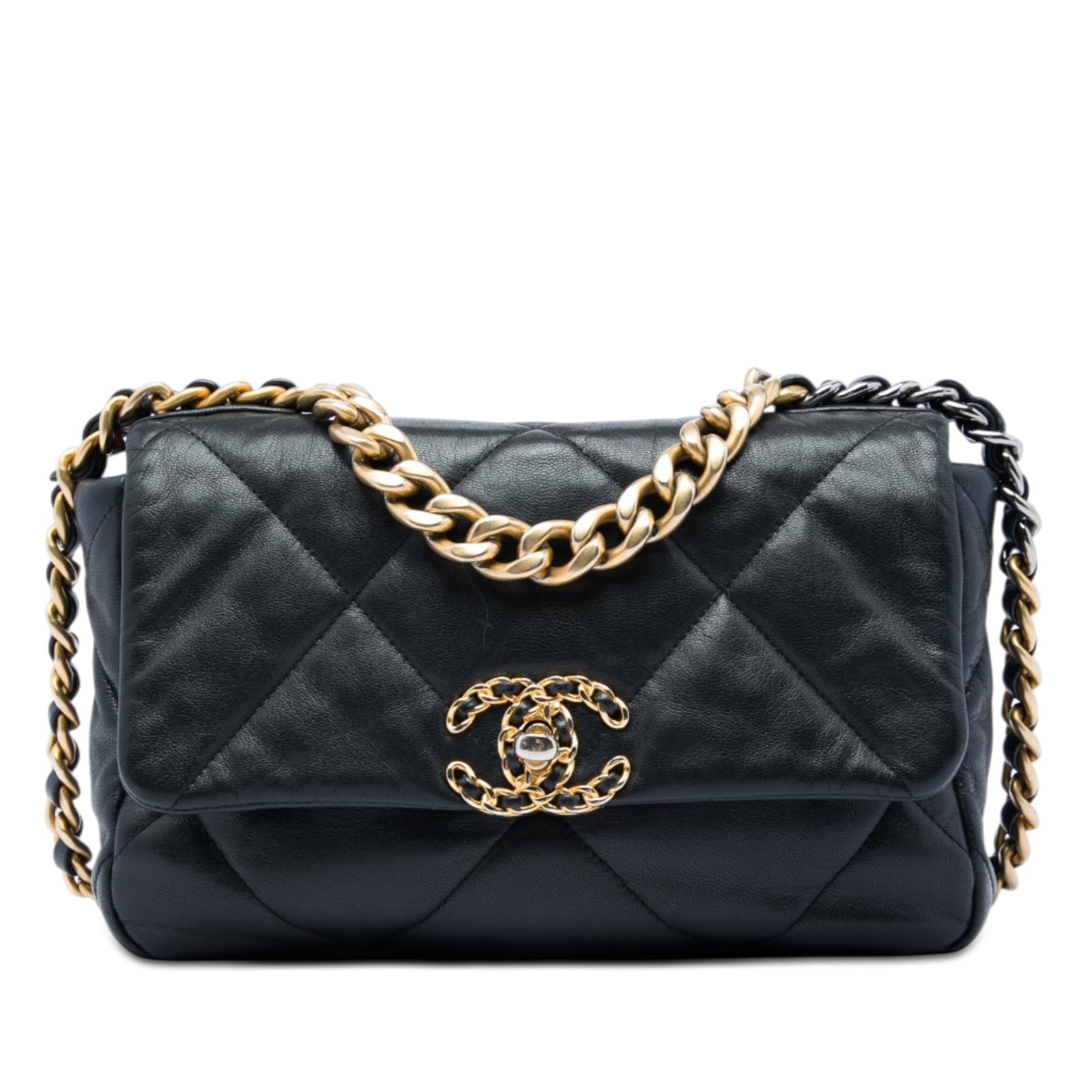 Chanel 19 Flap Medium Black Lambskin Shoulder Bag (1 of 5)