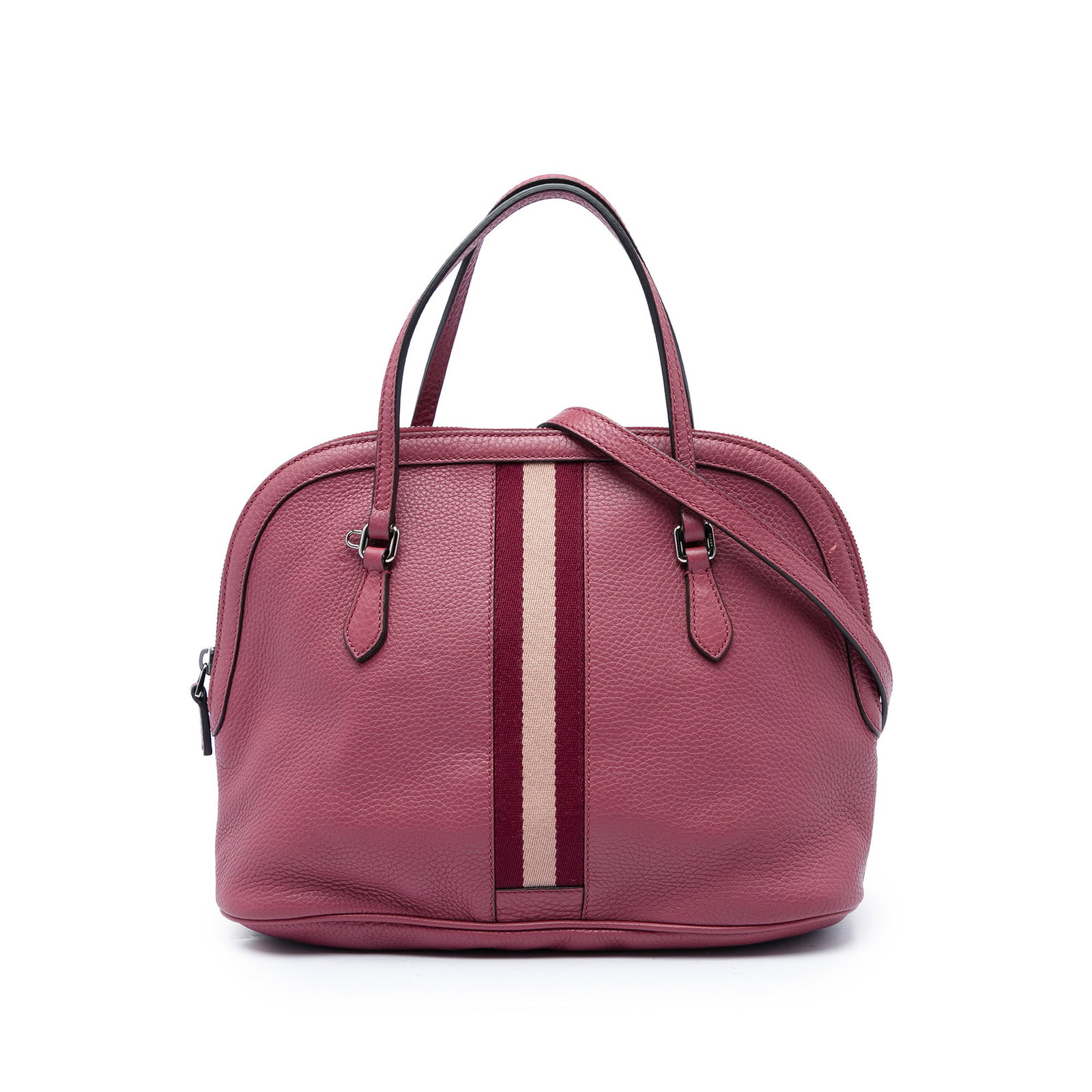 Gucci Web Dome Medium Calfskin Leather Satchel Pink: Gucci Web Dome Medium Calfskin Leather Satchel Pink Gucci medium dome satchel crafted in pink calfskin leather with the signature web detail. This structured bag features flat leather handles, a detac