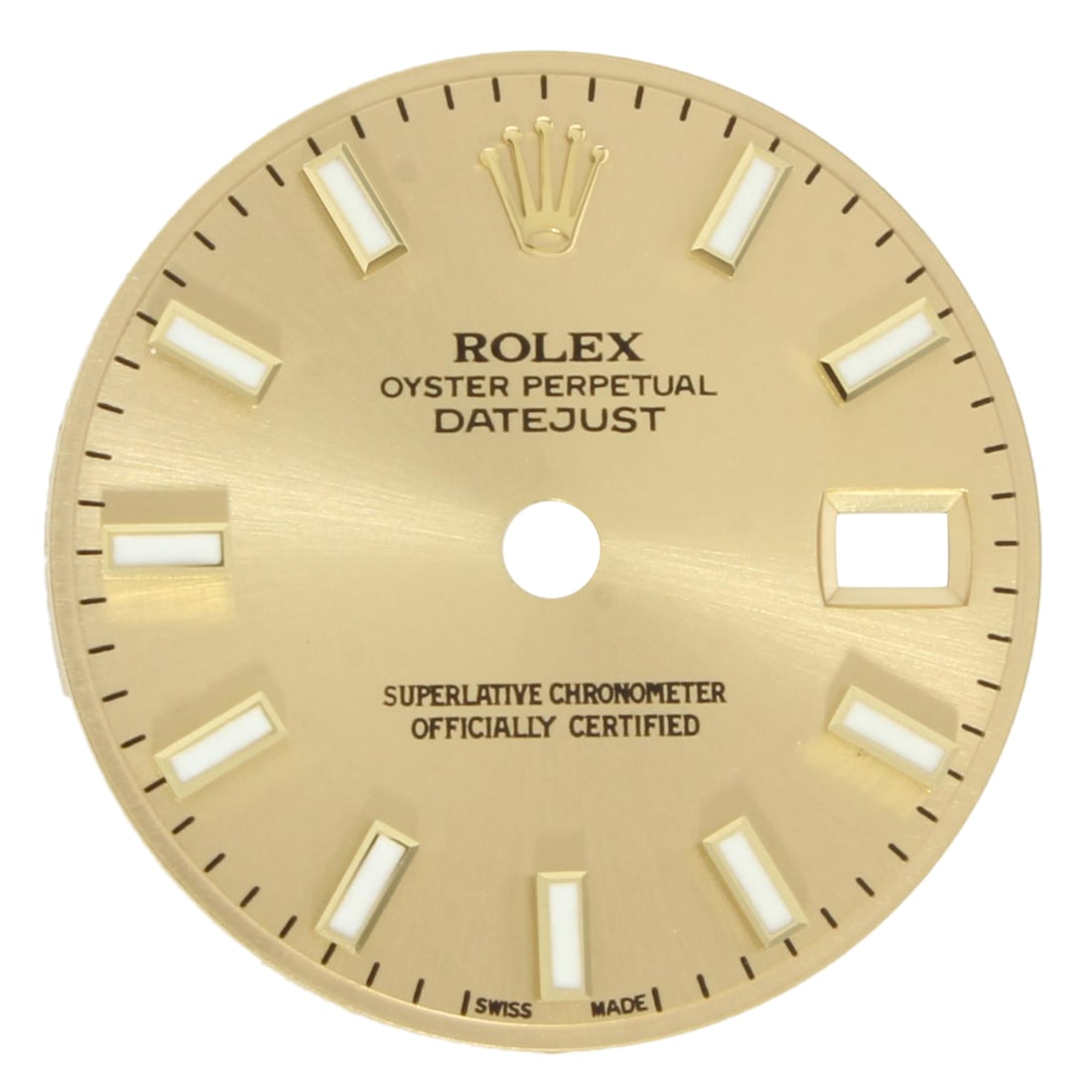 Champagne Lumed Sticks Dial for 26mm Ladies Datejust Watch: Champagne Lumed Sticks Dial for 26mm Ladies Datejust Watch This is a pre-owned Rolex champagne lumed sticks dial designed for ladies' 26mm Datejust models. It is an authentic Rolex part, manufactured 
