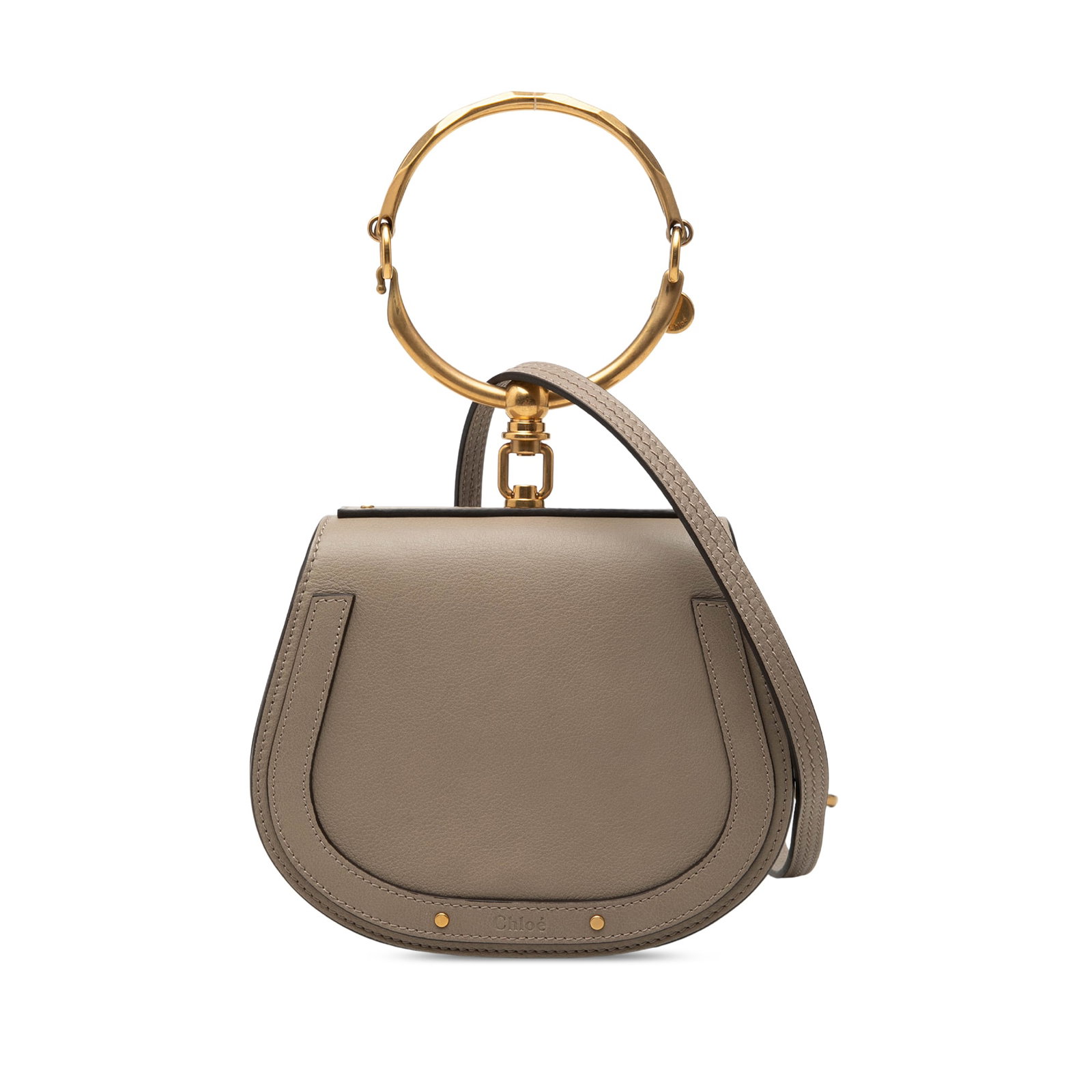 Chloe Nile Small Gray Leather Bracelet Handle Satchel (1 of 6)