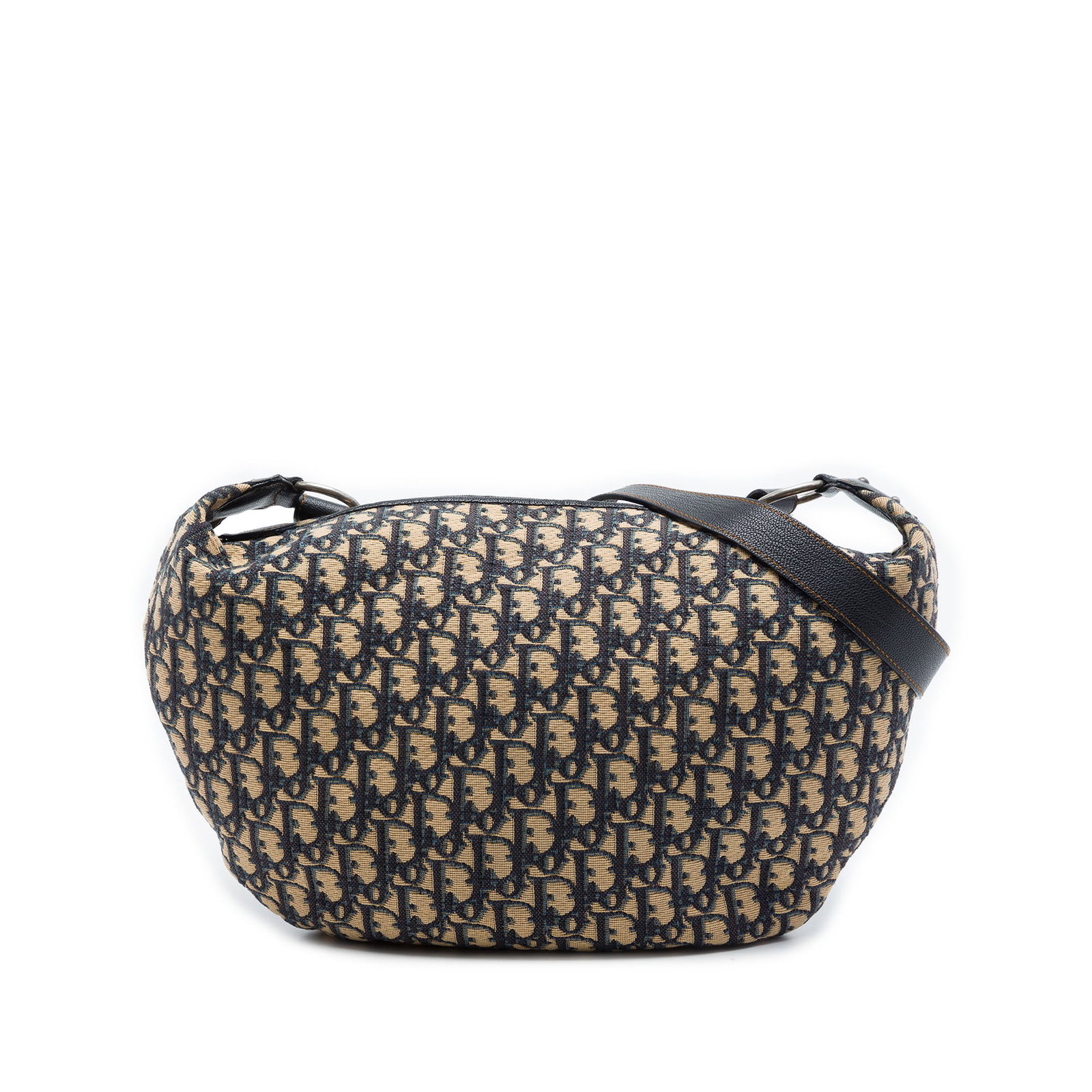Dior Oblique Blue Canvas Crossbody Bag: Dior Oblique Blue Canvas Crossbody Bag Dior Oblique canvas crossbody bag in blue with an adjustable flat leather strap, top zip closure, and an interior zip pocket. Made in Italy. Condition AB with lo
