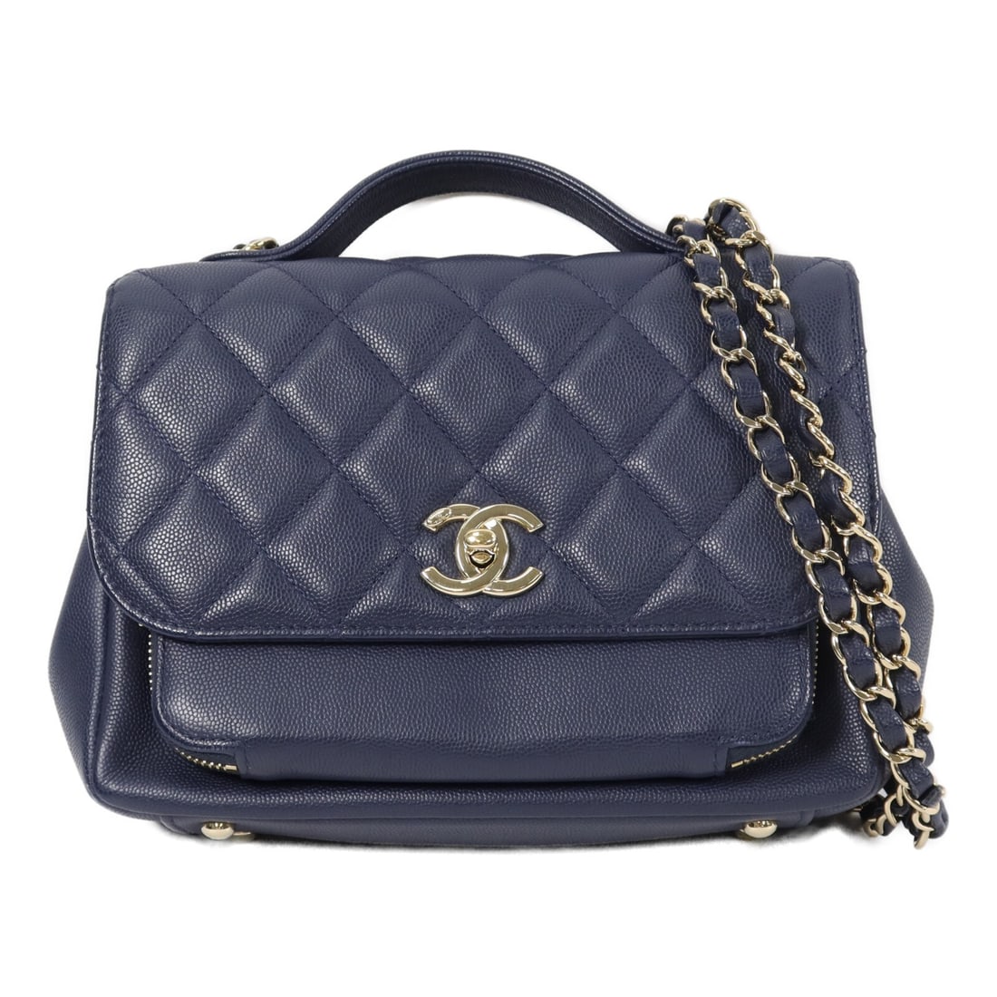 CHANEL Business Affinity Medium 2way Shoulder Bag Navy Calfskin: CHANEL Business Affinity Medium 2way Shoulder Bag Navy Calfskin CHANEL Business Affinity medium 2-way shoulder bag in blue and navy calfskin leather. Designed for women, this bag features the CC motif