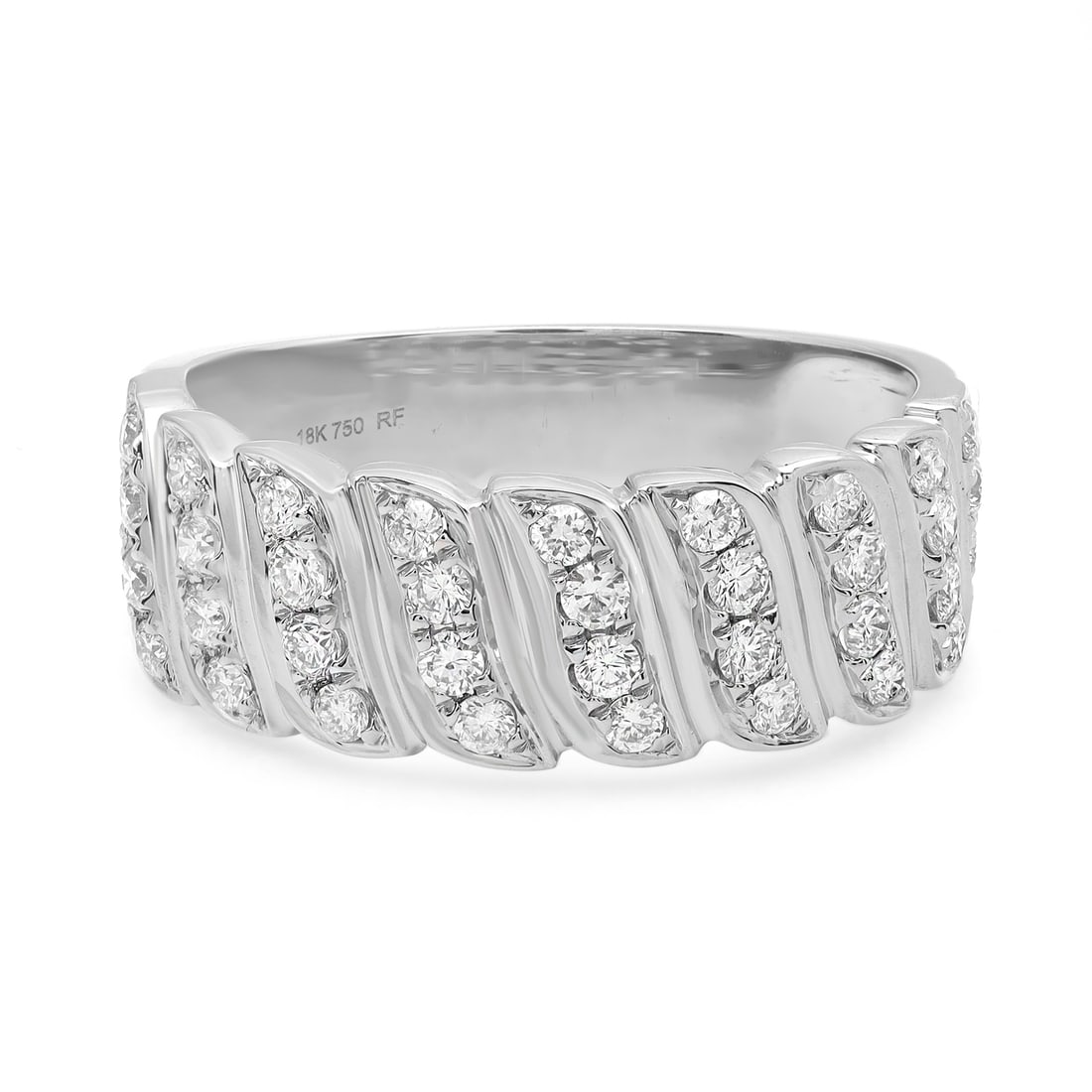 Rachel Koen 0.52Cttw Round Diamond Band Ring 18K White Gold Adjustable (1 of 6)
