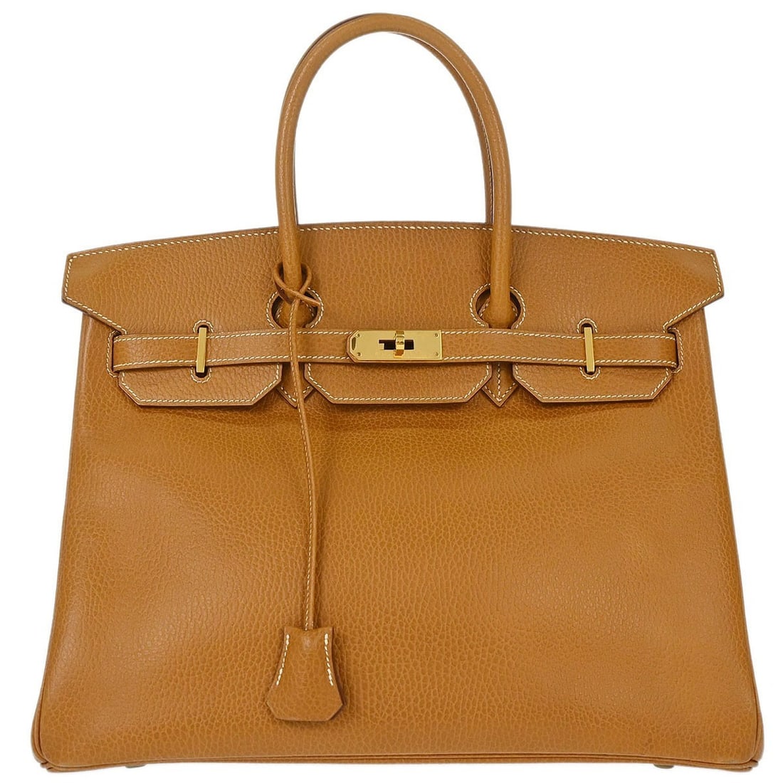 Hermes Birkin 35 Natural Ardennes Leather Satchel Bag: Hermes Birkin 35 Natural Ardennes Leather Satchel Bag Hermes Birkin 35 handbag in Natural leather with a turnlock closure, double handles, and lock accent. This large satchel/top handle bag is made in