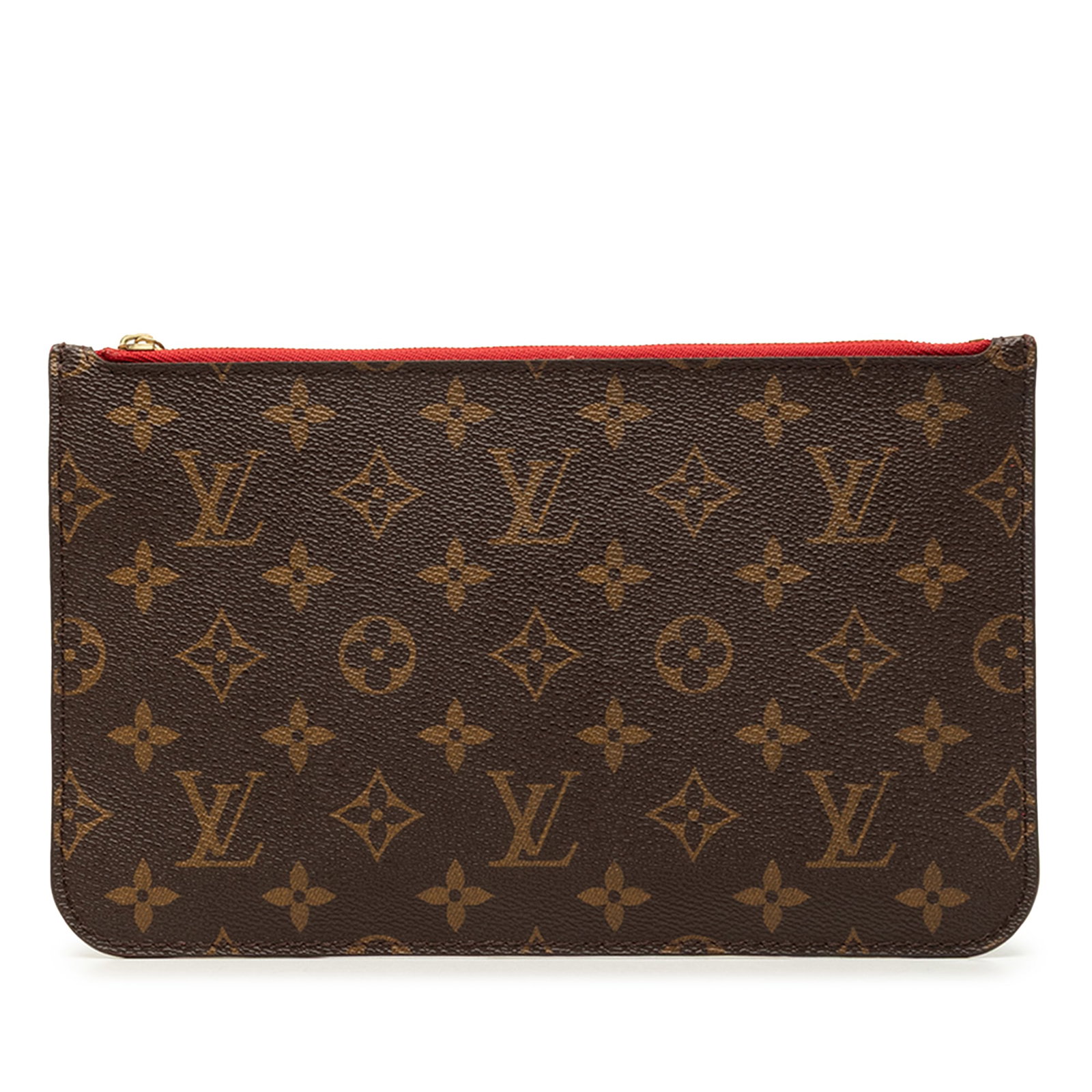 Louis Vuitton Neverfull MM Monogram Wristlet Pouch: Louis Vuitton Neverfull MM Monogram Wristlet Pouch Louis Vuitton Monogram Neverfull MM Pouch crafted with a monogram canvas body and a detachable flat vachetta leather wrist strap. The pouch features 