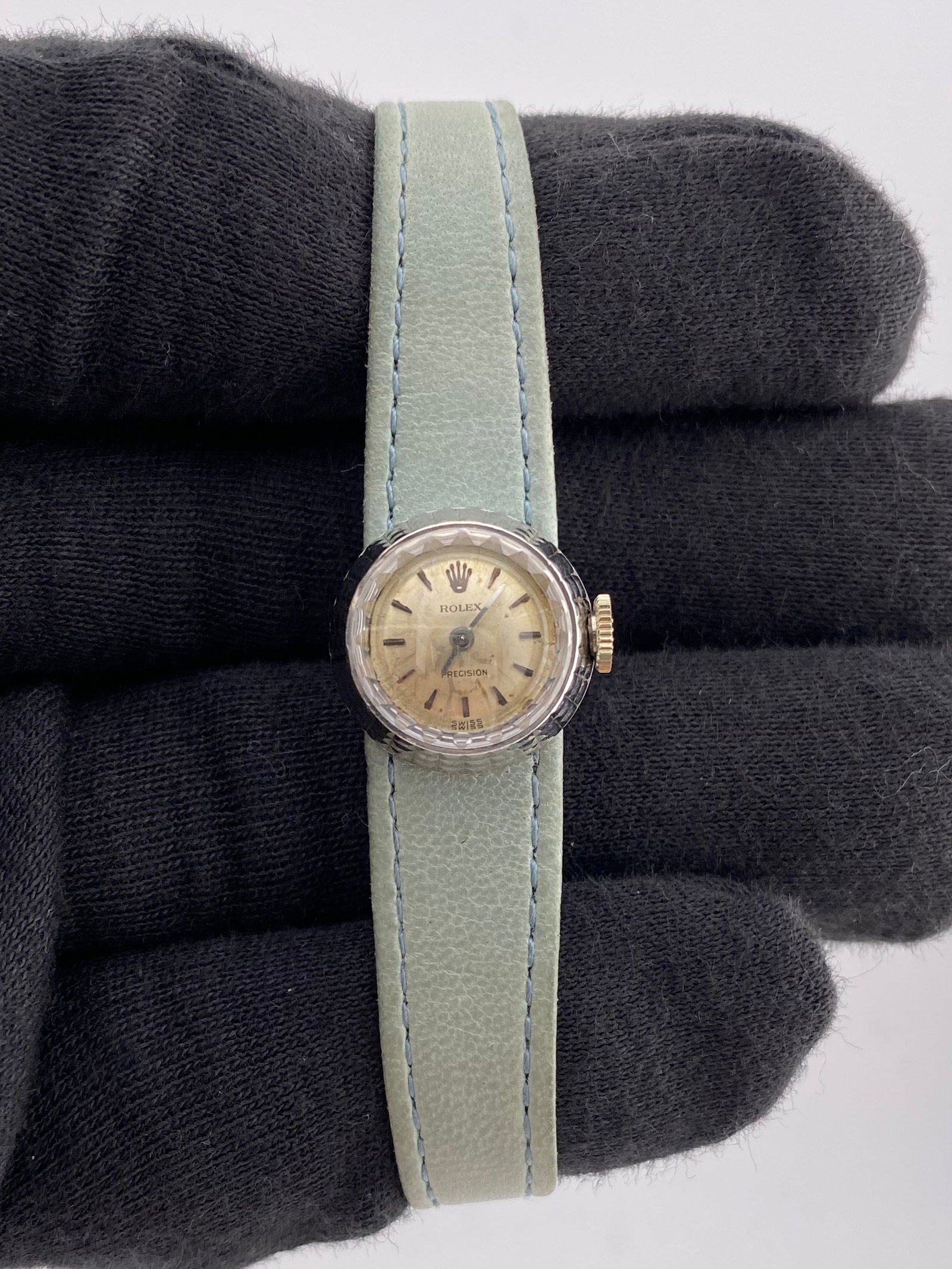 Rolex Chameleon Ladies Watch Ref. 2025/9 Silver Stick Dial Leather Strap (1 of 5)