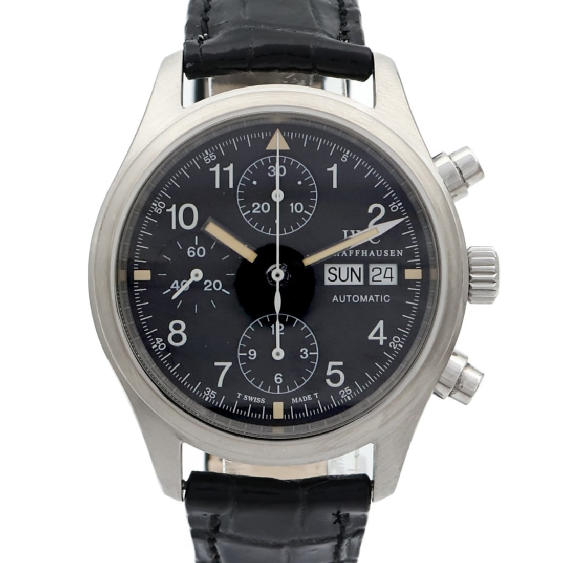 IWC 3706-003 Pilot Chronograph mens automatic wristwatch black steel (1 of 13)