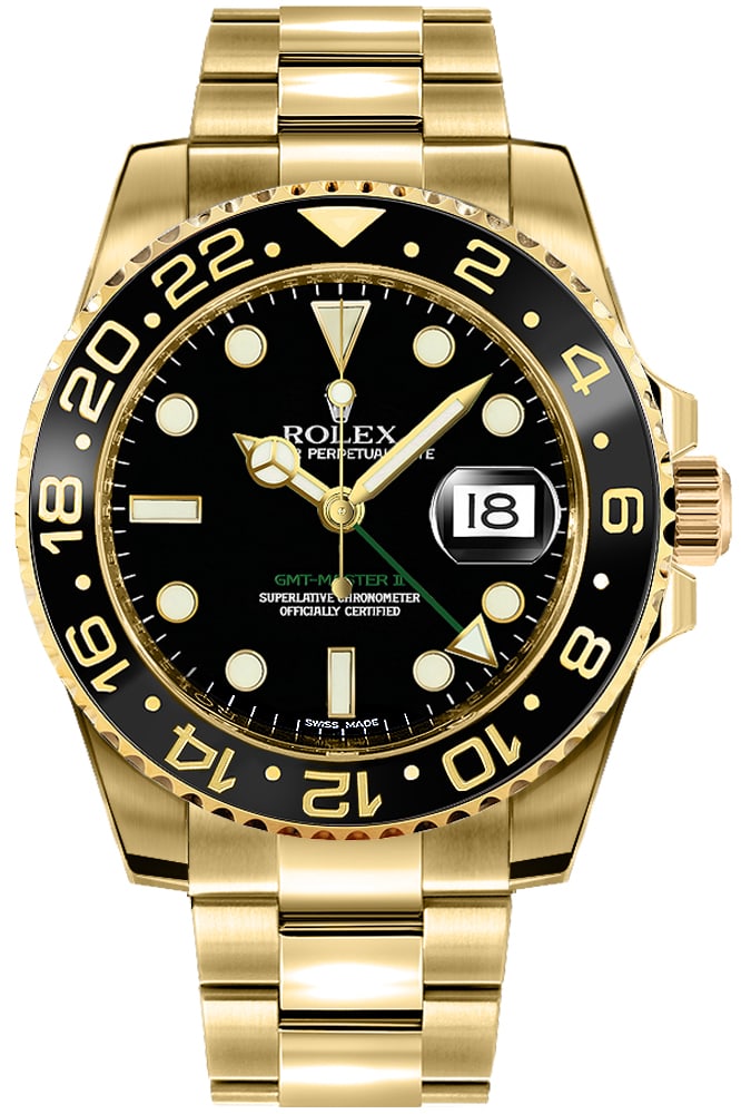 Rolex 116718LN GMT-Master II mens watch black dial Oyster bracelet card: Rolex 116718LN GMT-Master II mens watch black dial Oyster bracelet card This is a men's Rolex GMT Master II watch featuring a black dial and a ceramic bezel. The watch is equipped with an Oyster brace