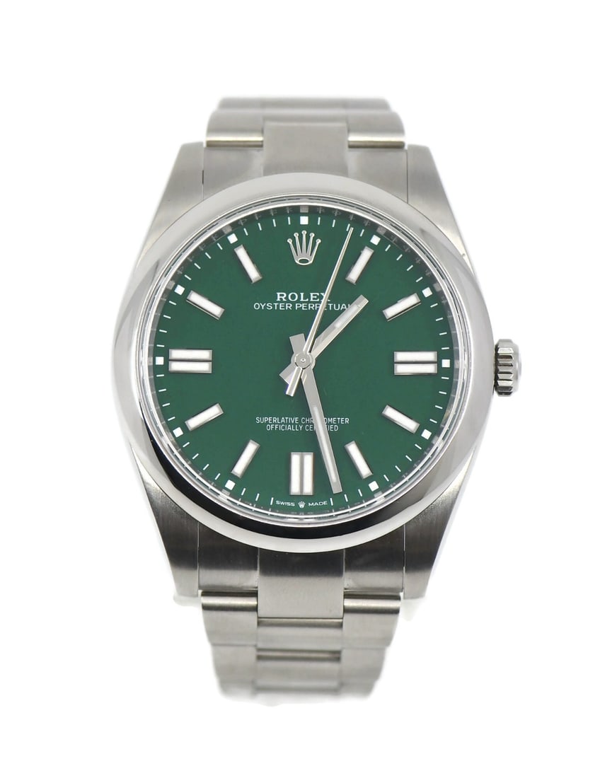 Rolex 124300 Oyster Perpetual 41mm green dial wristwatch (1 of 6)