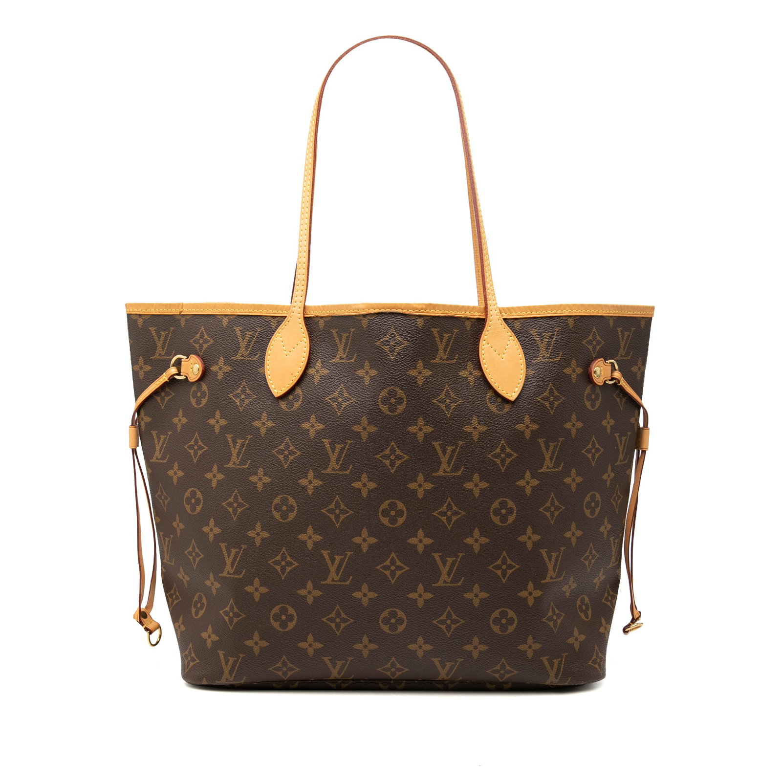 Louis Vuitton Neverfull MM Monogram Canvas Tote Bag: Louis Vuitton Neverfull MM Monogram Canvas Tote Bag The Louis Vuitton Monogram Neverfull MM is a classic tote bag crafted with a monogram canvas body and flat vachetta leather handles. It features a t