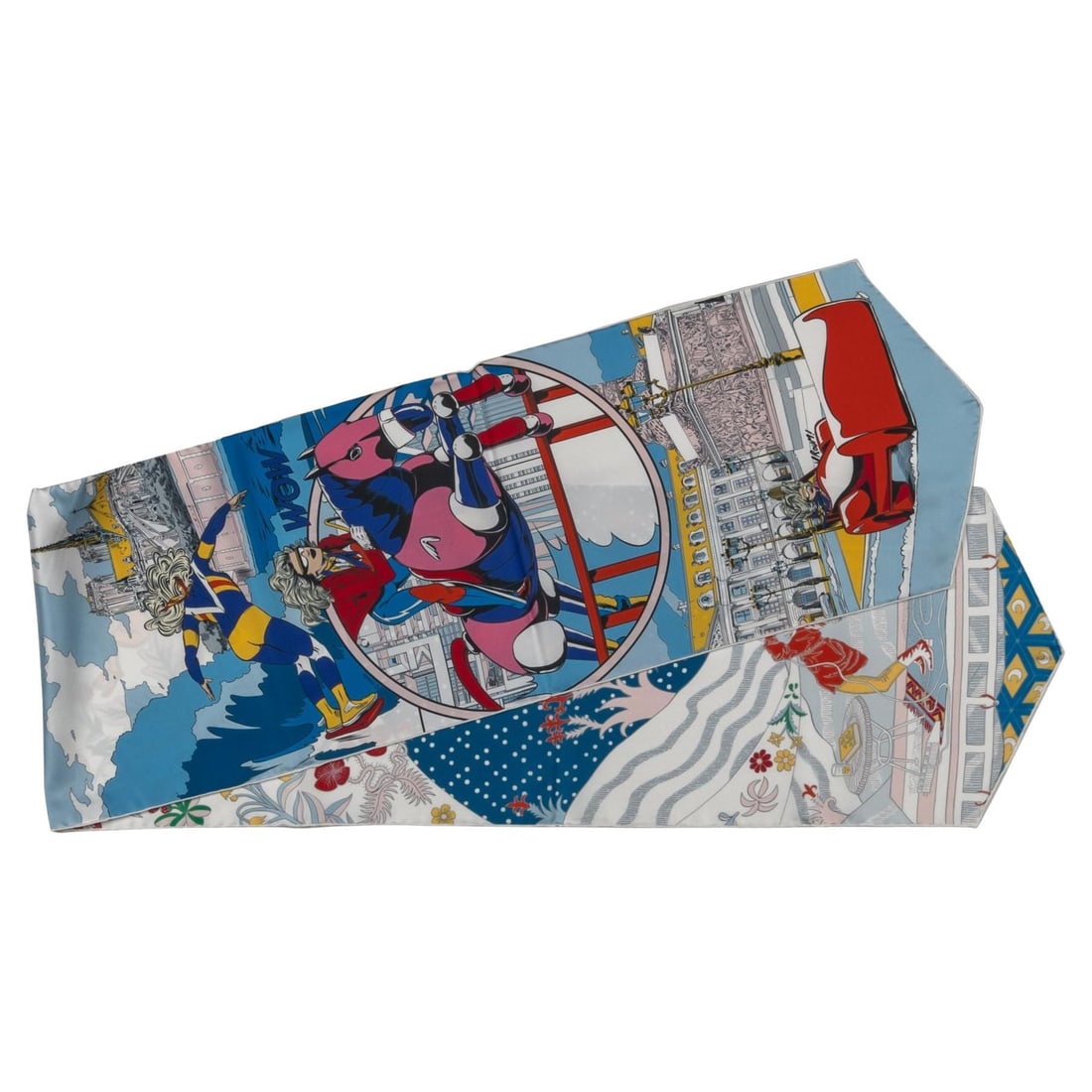 Hermes Super Hero Comics Silk Stole 12 x 70 inches NIB: Hermes Super Hero Comics Silk Stole 12 x 70 inches NIB Introducing the Hermes Super Hero Comics Silk Stole, a stunning accessory that combines luxury with playful design. This exquisite stole features