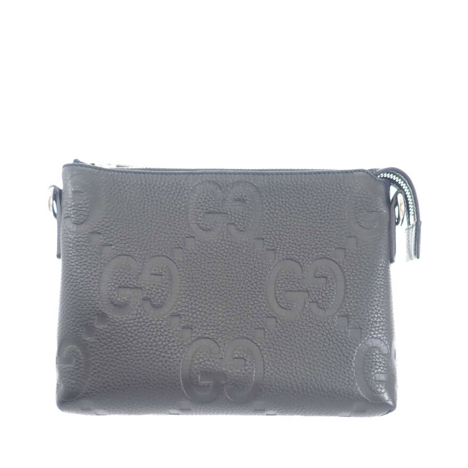 Gucci Jumbo GG Small Calfskin Crossbody Messenger Bag: Gucci Jumbo GG Small Calfskin Crossbody Messenger Bag Gucci Small Jumbo GG embossed calfskin messenger bag in black leather. This crossbody style features an embossed leather body, detachable flat wri