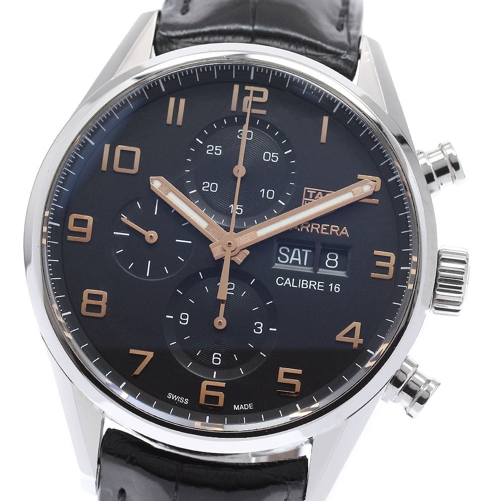 TAG Heuer Carrera Calibre 16 Automatic Chronograph Day Date Watch CV2A1AB.FC6379: TAG Heuer Carrera Calibre 16 Automatic Chronograph Day Date Watch CV2A1AB.FC6379 TAG Heuer Carrera Calibre 16 automatic wristwatch with chronograph and day-date functions. This men's watch features a 