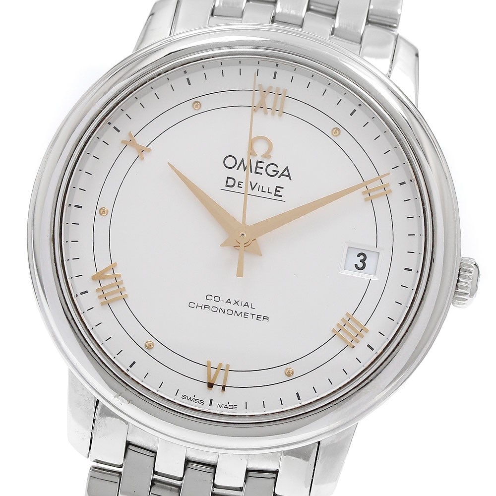 OMEGA De Ville Prestige 424.10.37.20.02.002 Automatic Mens Wristwatch: OMEGA De Ville Prestige 424.10.37.20.02.002 Automatic Mens Wristwatch OMEGA De Ville Prestige Co-Axial automatic men's wristwatch with a silver dial, stainless steel case and stainless steel bracelet.