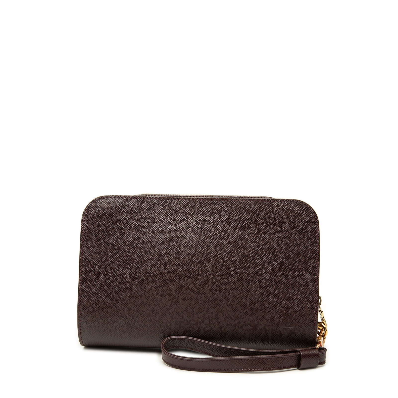 Louis Vuitton Taiga Baikal Red Leather Wristlet Clutch: Louis Vuitton Taiga Baikal Red Leather Wristlet Clutch Louis Vuitton Taiga Baikal bag crafted in red taiga leather with a detachable flat leather wrist strap and zip-around closure. The design include