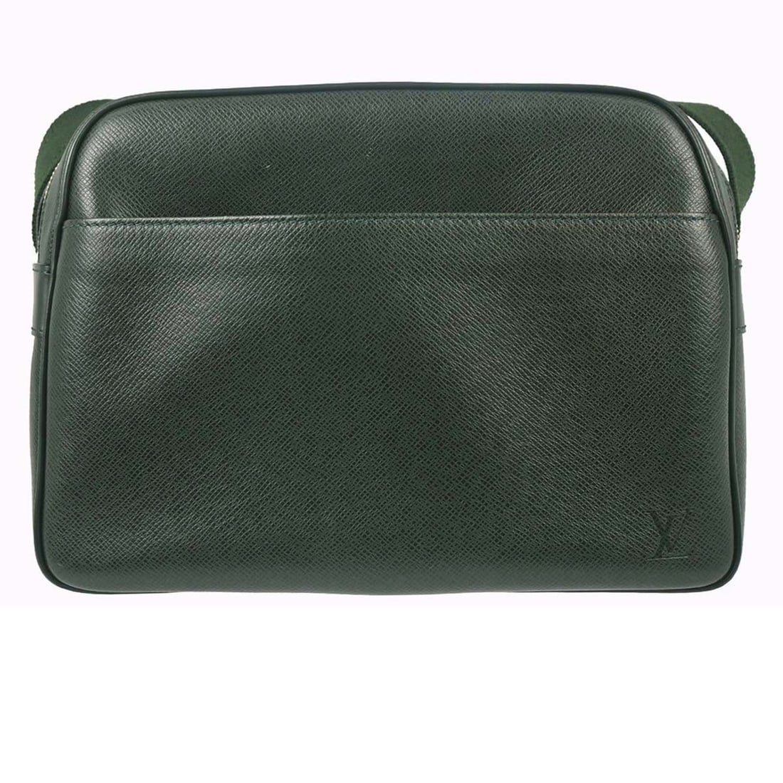 Louis Vuitton Reporter PM Taiga Leather Crossbody in Green M30154: Louis Vuitton Reporter PM Taiga Leather Crossbody in Green M30154 Louis Vuitton Reporter PM shoulder bag in green Taiga leather with a zip closure, crossbody design, and interior and exterior pockets.