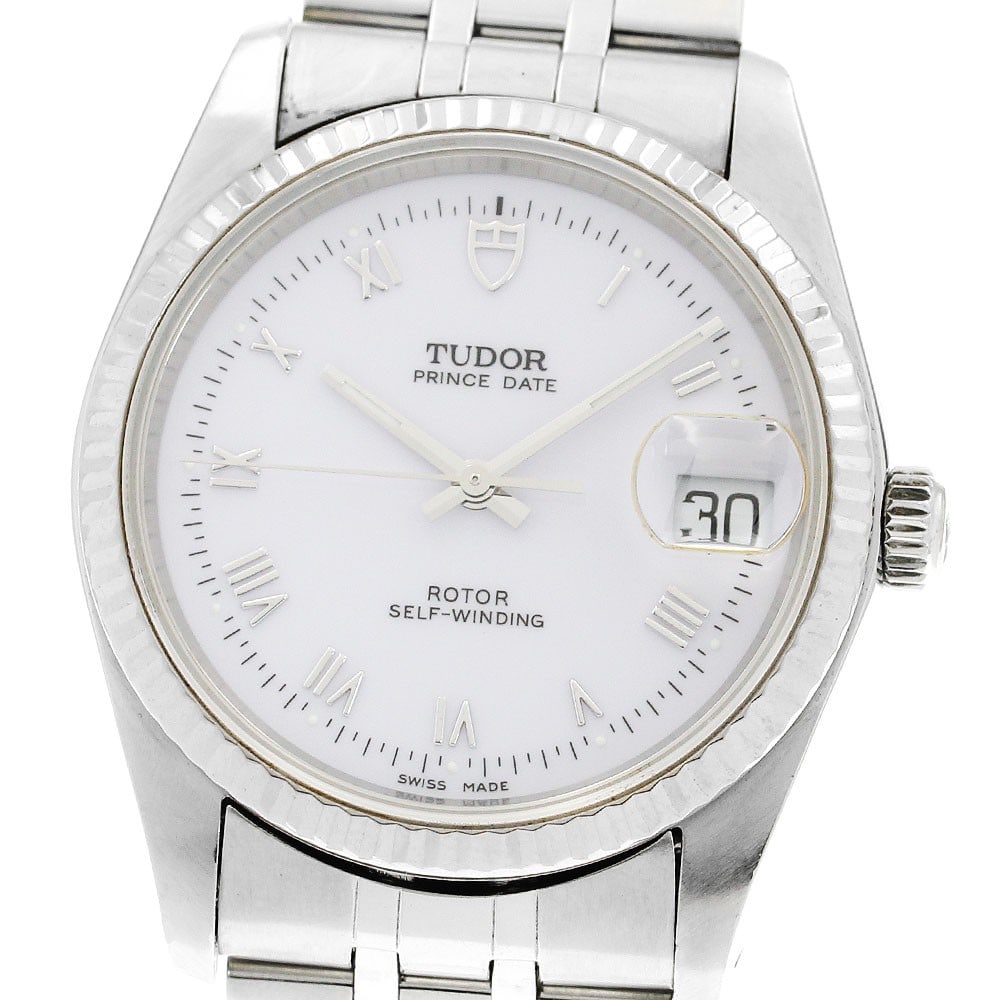 TUDOR Prince Date 74034 Automatic Mens Wristwatch WG Bezel: TUDOR Prince Date 74034 Automatic Mens Wristwatch WG Bezel TUDOR Prince Date men's wristwatch with automatic movement and date function. This watch features a white dial and shows visible signs of wea