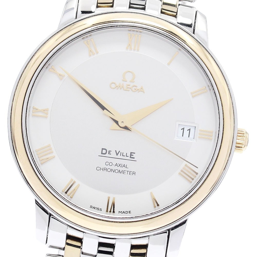 OMEGA De Ville Prestige 4374.31 Mens Automatic Wristwatch SS YG: OMEGA De Ville Prestige 4374.31 Mens Automatic Wristwatch SS YG OMEGA De Ville Prestige men's wristwatch with an automatic movement and date function. This watch features a silver dial and a stainless