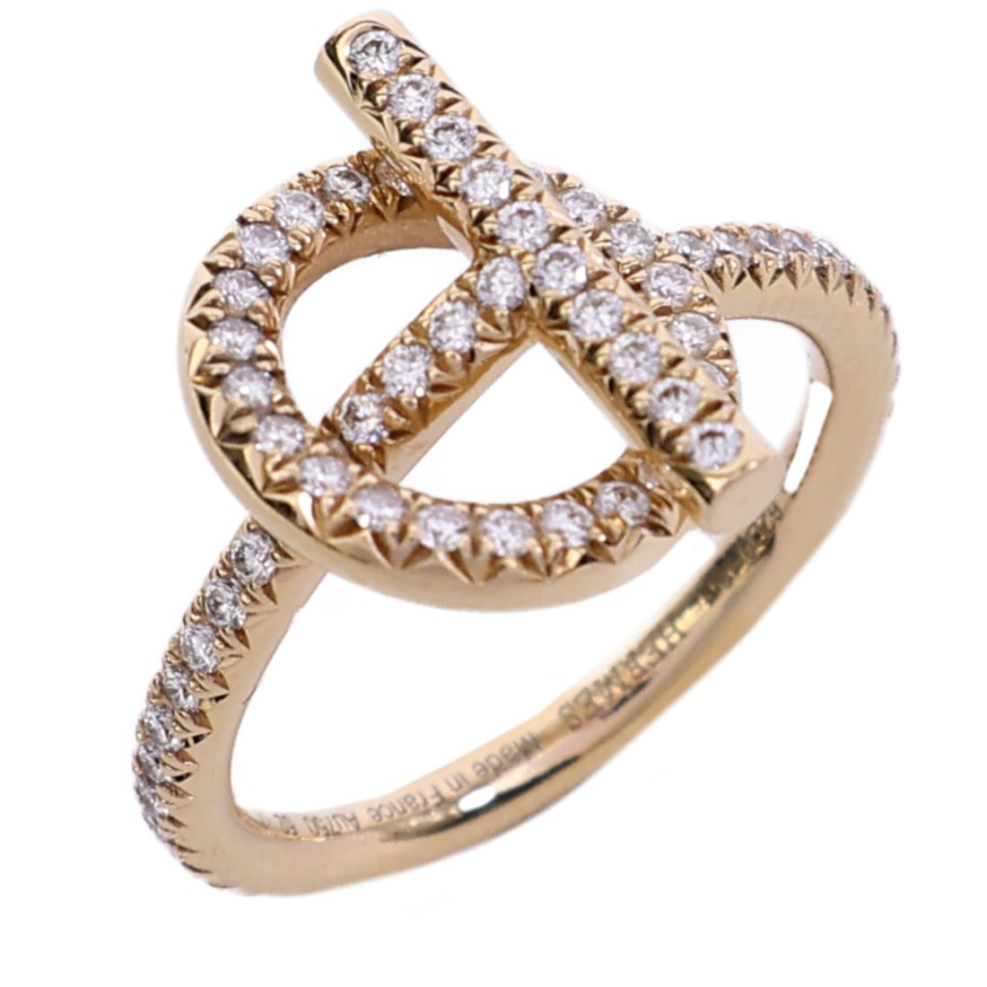 Hermes Echappee 18K Pink Gold Diamond Ring Size 6 #52: Hermes Echappee 18K Pink Gold Diamond Ring Size 6 #52 Hermes Echappee diamond ring crafted in 18K pink gold with diamond accents. This women's ring is made in France and is offered in very good condit
