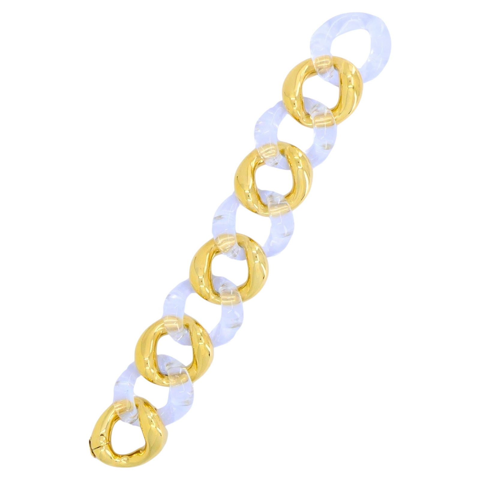 Seaman Schepps Large Link Bracelet in 18k Yellow Gold Rock Crystal (1 of 7)
