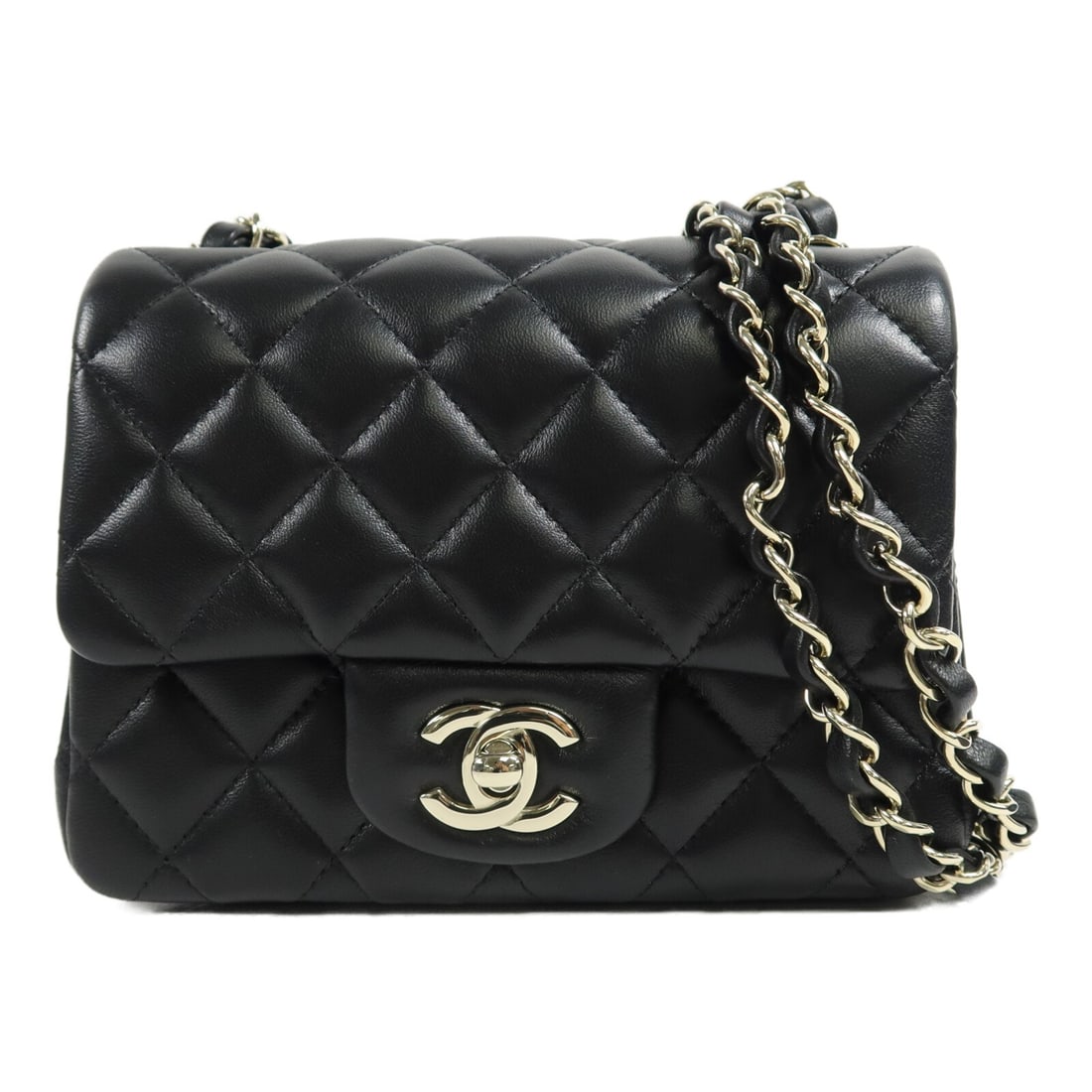 CHANEL A35200 Mini Classic 17 Shoulder Bag Black Lambskin CC GHW: CHANEL A35200 Mini Classic 17 Shoulder Bag Black Lambskin CC GHW Mini Classic 17 chain shoulder bag in black lambskin with CC turn-lock closure and chain shoulder strap. This women's shoulder bag incl