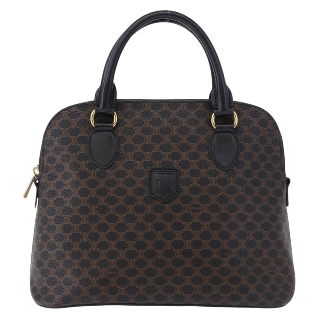Celine Macadam canvas handbag in black: Celine Macadam canvas handbag in black Celine Macadam Triomphe bag in black canvas with leather trim. Made in Italy, this piece is in very good condition with light wear to the exterior and interior, 