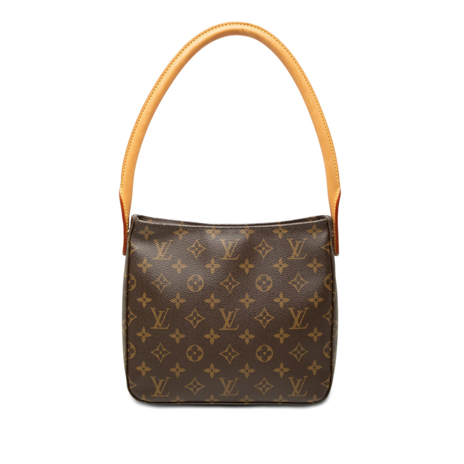 Louis Vuitton Looping MM Monogram Shoulder Bag: Louis Vuitton Looping MM Monogram Shoulder Bag A Louis Vuitton Monogram Looping MM shoulder bag with a monogram canvas body, rolled vachetta leather shoulder strap, top zip closure, and interior zip a