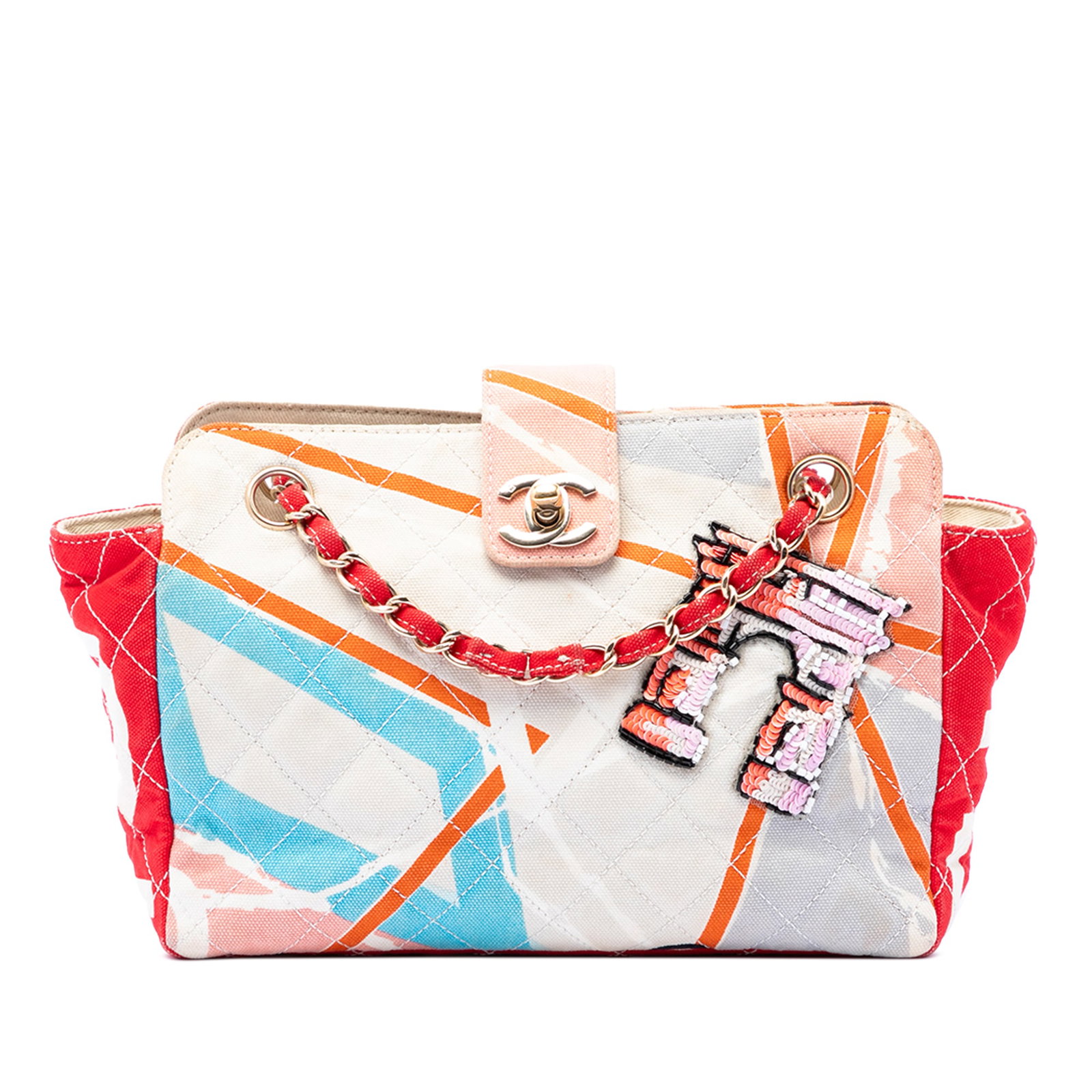 Chanel Arc De Triomphe CC Shoulder Bag Quilted Canvas Sequins (1 of 6)