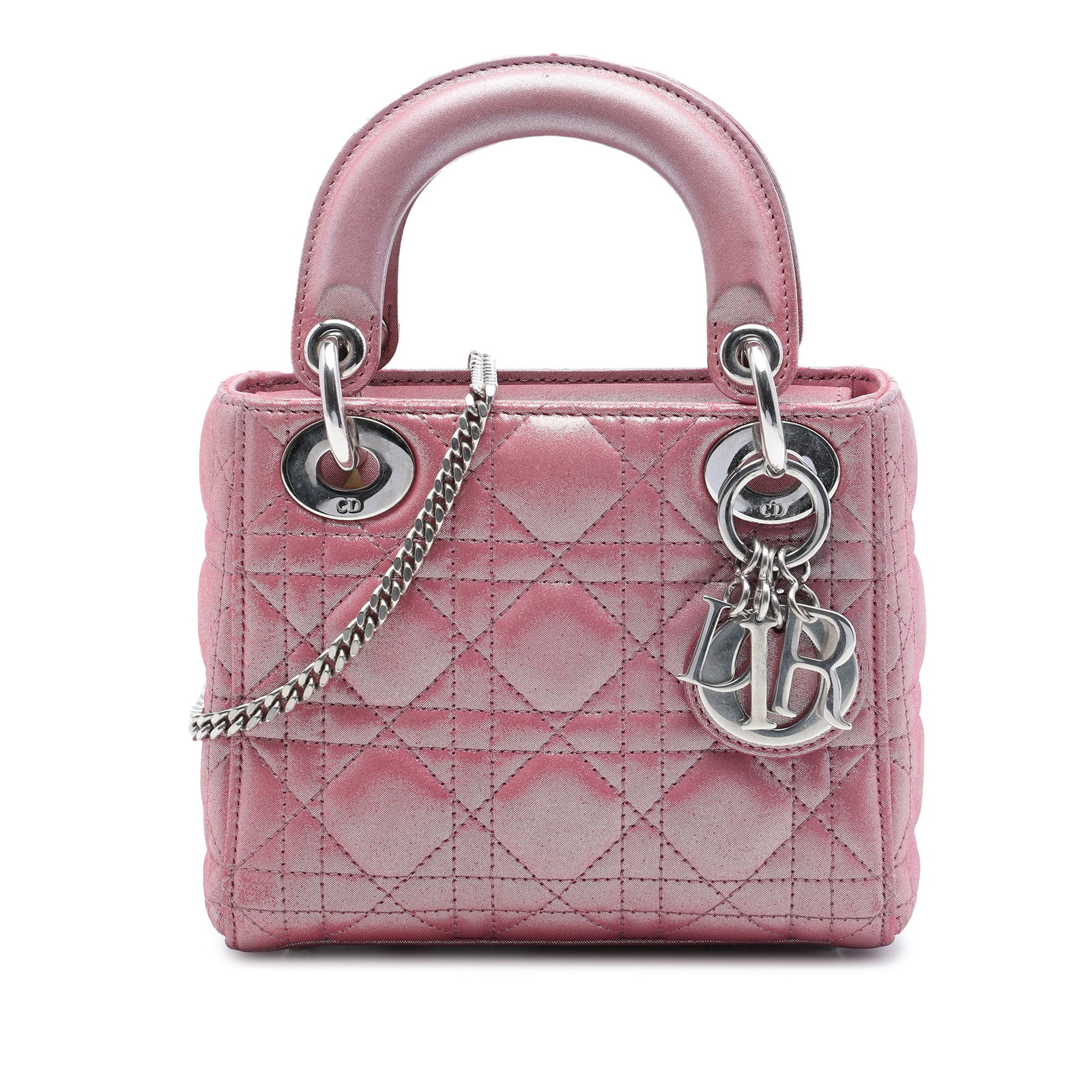 Dior Mini Lady Dior Cannage Iridescent Lambskin Bag Pink (1 of 6)