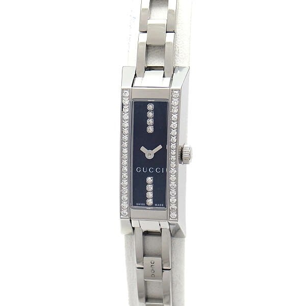 Gucci G-Link YA110511 Ladies Quartz Watch Steel Diamond Bezel Black Dial (1 of 4)