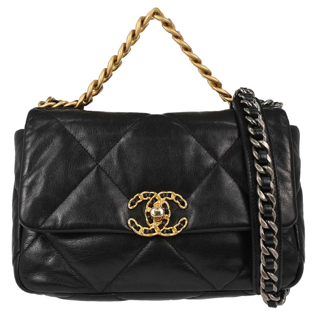 CHANEL Dix-neuf 19 Medium Lambskin Flap Bag Black 2way (1 of 15)