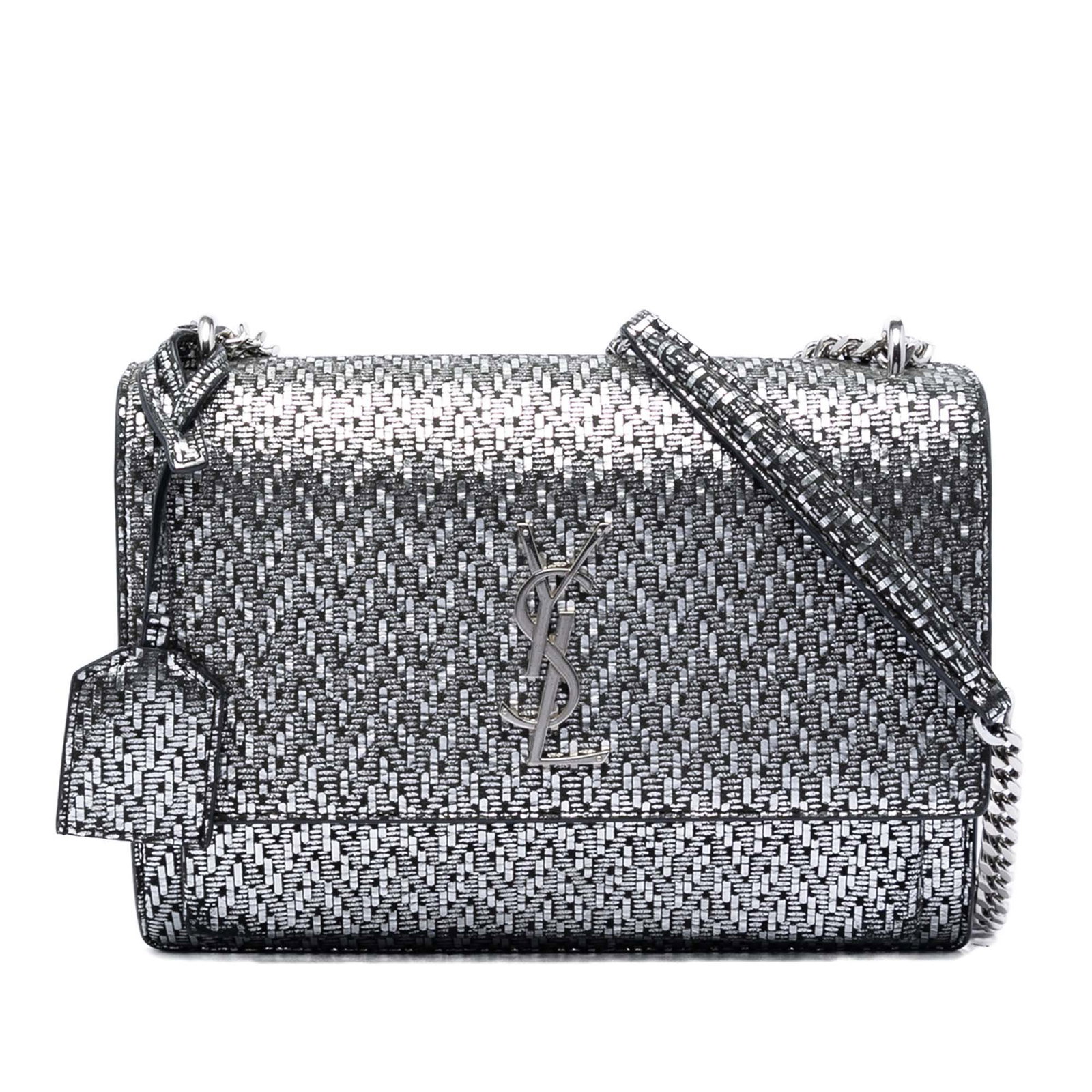 Saint Laurent Sunset Medium Metallic Woven Leather Crossbody Bag (1 of 6)