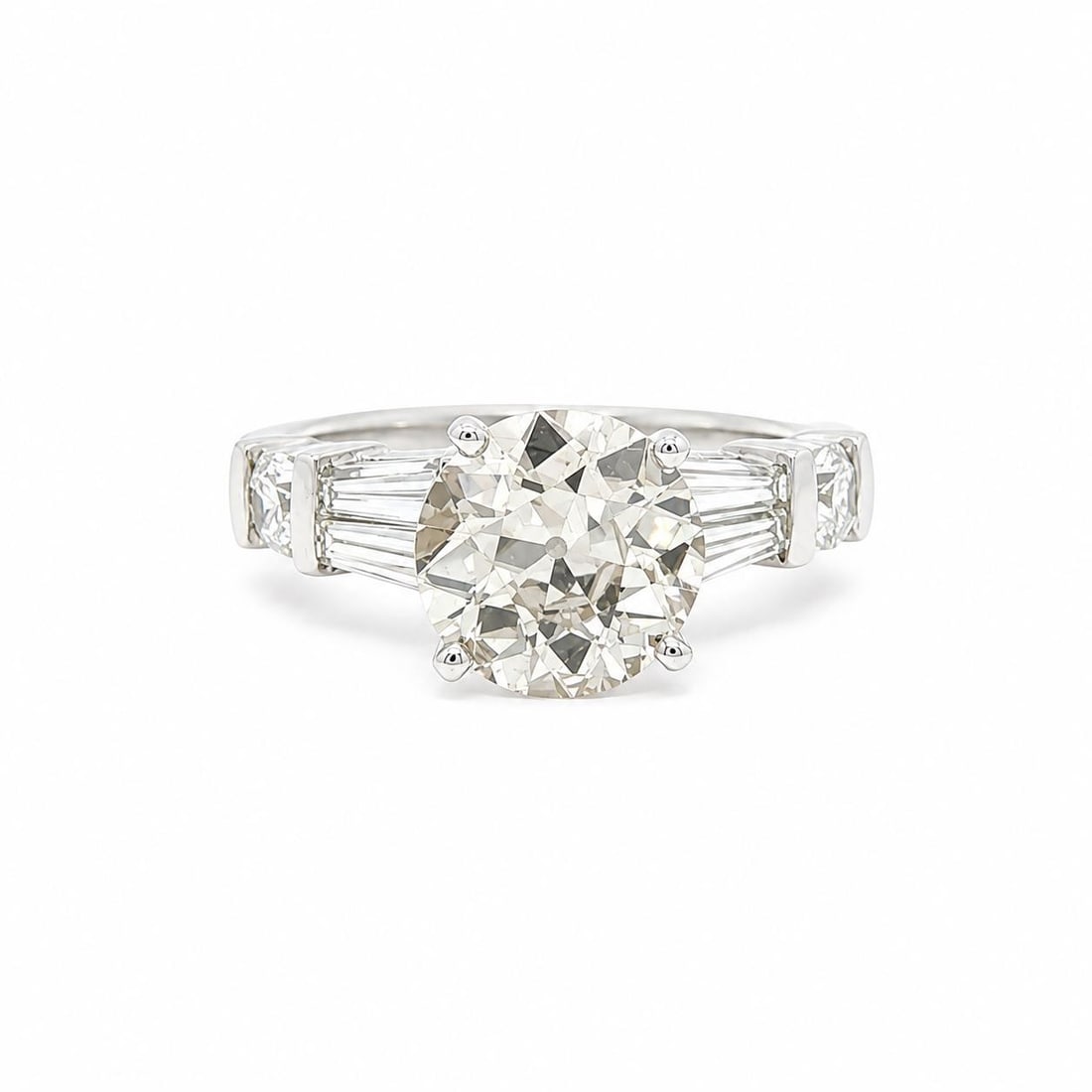 GIA Certified Platinum Diamond Ring 3.92ctw Old European Cut Baguette Accents (1 of 16)