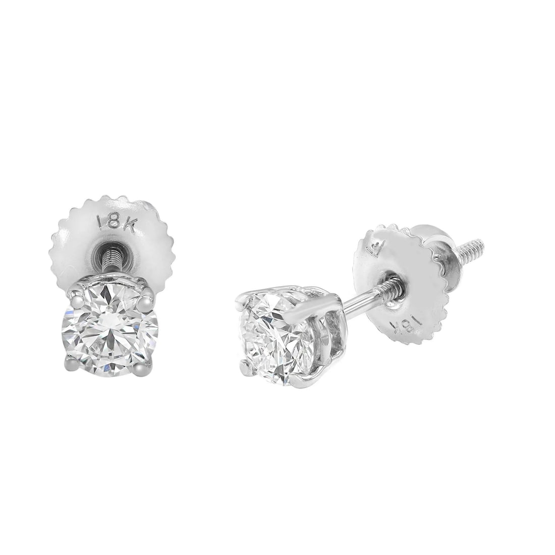 R Rachel Koen 18K White Gold 0.70CTW Round Diamond Stud Earrings: R Rachel Koen 18K White Gold 0.70CTW Round Diamond Stud Earrings Enhance your elegance with these stunning Round Natural Diamond Solitaire Stud Earrings, meticulously crafted by R Rachel Koen. Featuri