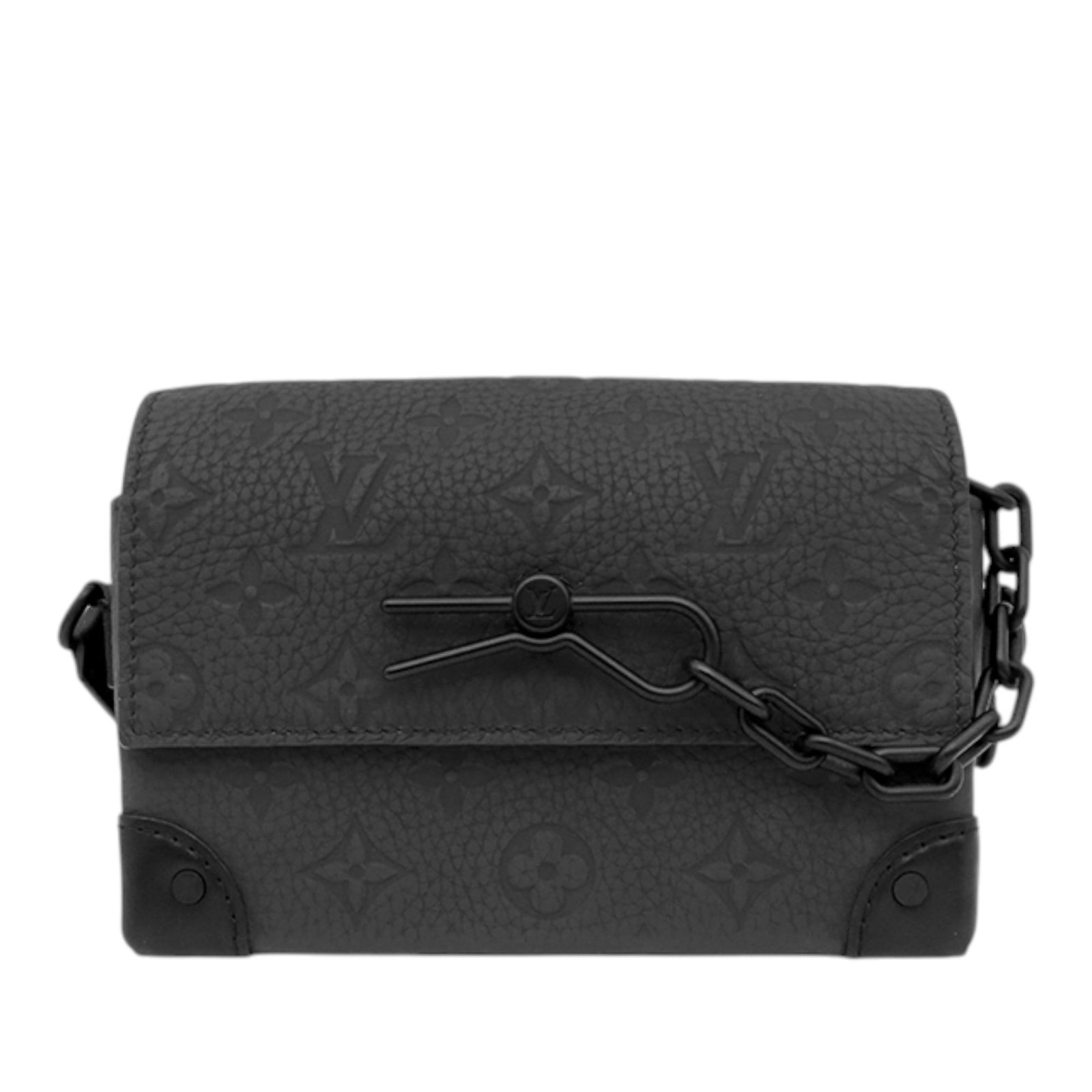Black Leather Shoulder Bag Louis Vuitton Steamer Wearable Wallet: Black Leather Shoulder Bag Louis Vuitton Steamer Wearable Wallet Louis Vuitton Steamer Wearable Wallet crafted in black Monogram Taurillon leather. This compact bag features a flat shoulder strap, a t