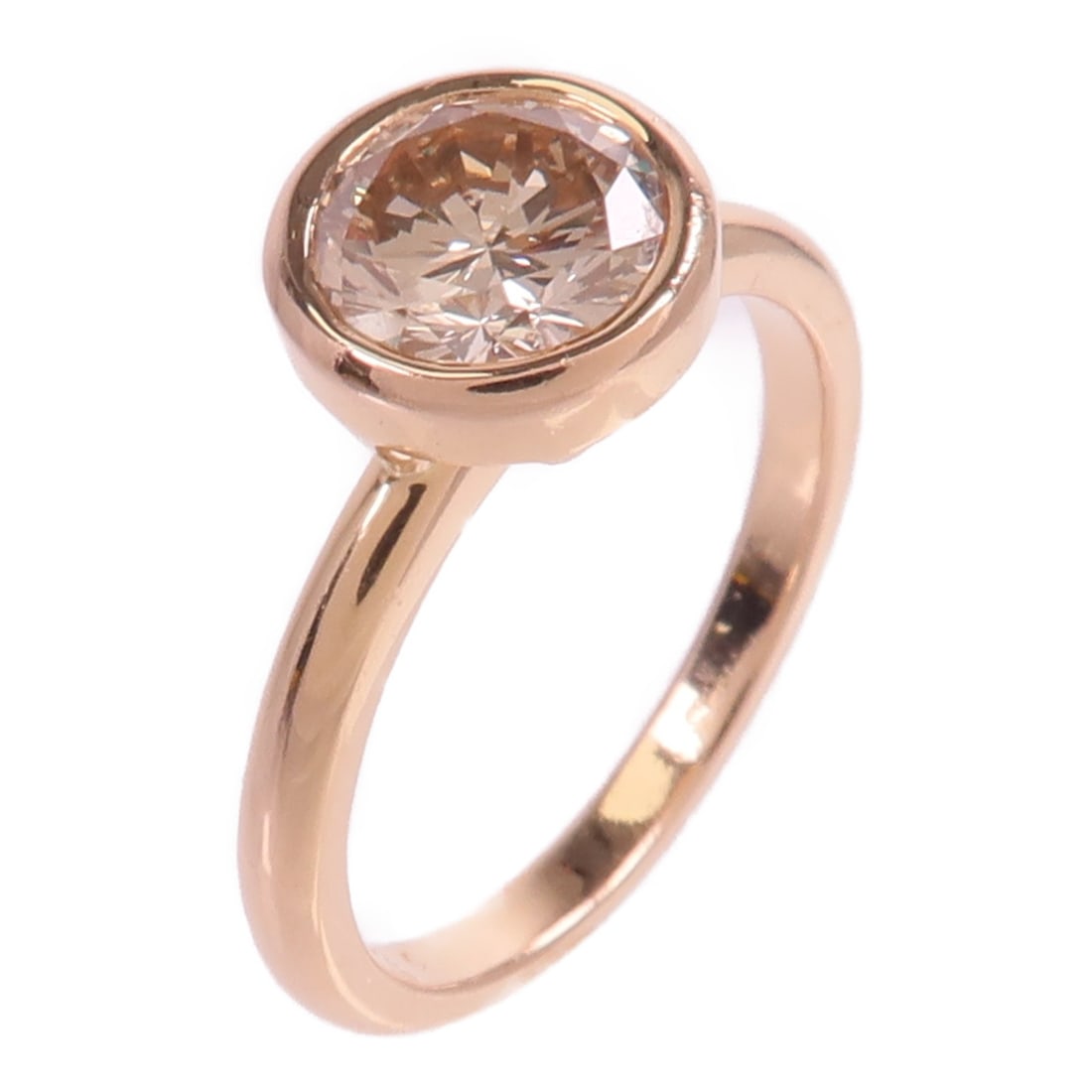 JEWELRY 18K Rose Gold Diamond Ring US 5.25: JEWELRY 18K Rose Gold Diamond Ring US 5.25 A women's diamond ring in K18PG rose gold with a clear finish and a main diamond stone. The ring is size 5.25 and has a regular size type. It features a moti
