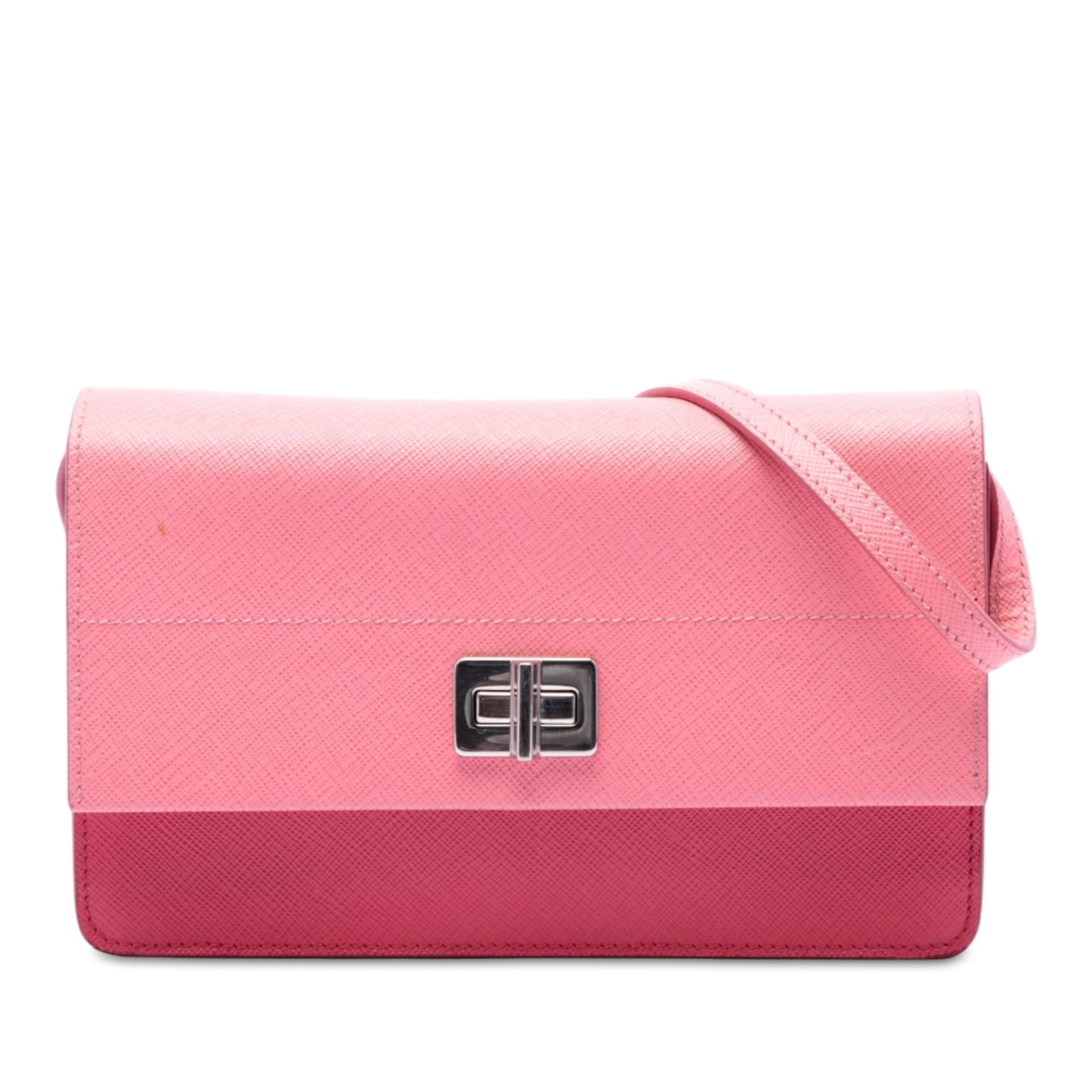 Prada Bicolor Saffiano Leather Wallet on Strap Turn Lock (1 of 7)